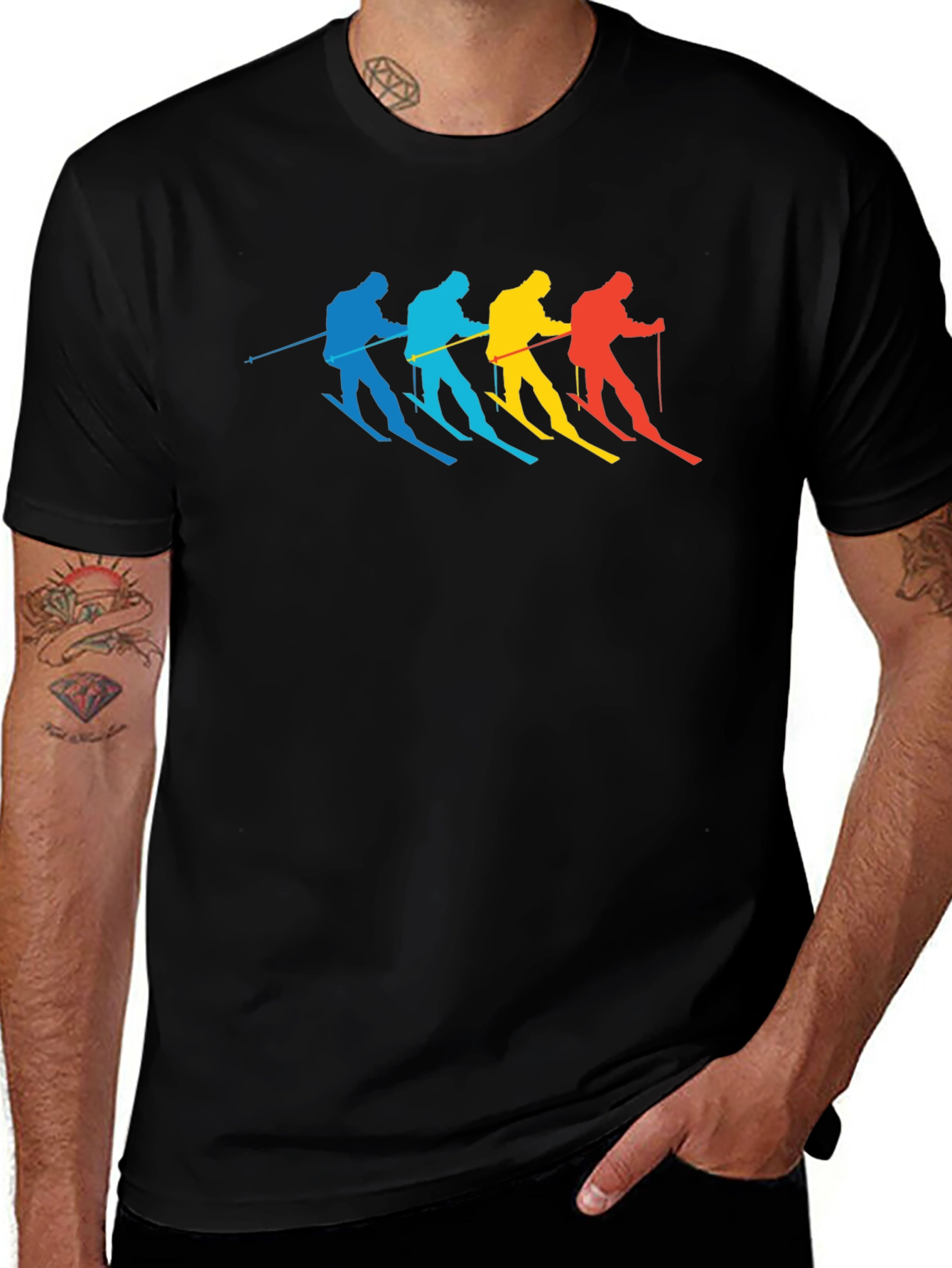 Variant 4 of Retro Ski T-Shirt - Colorful Silhouette Design