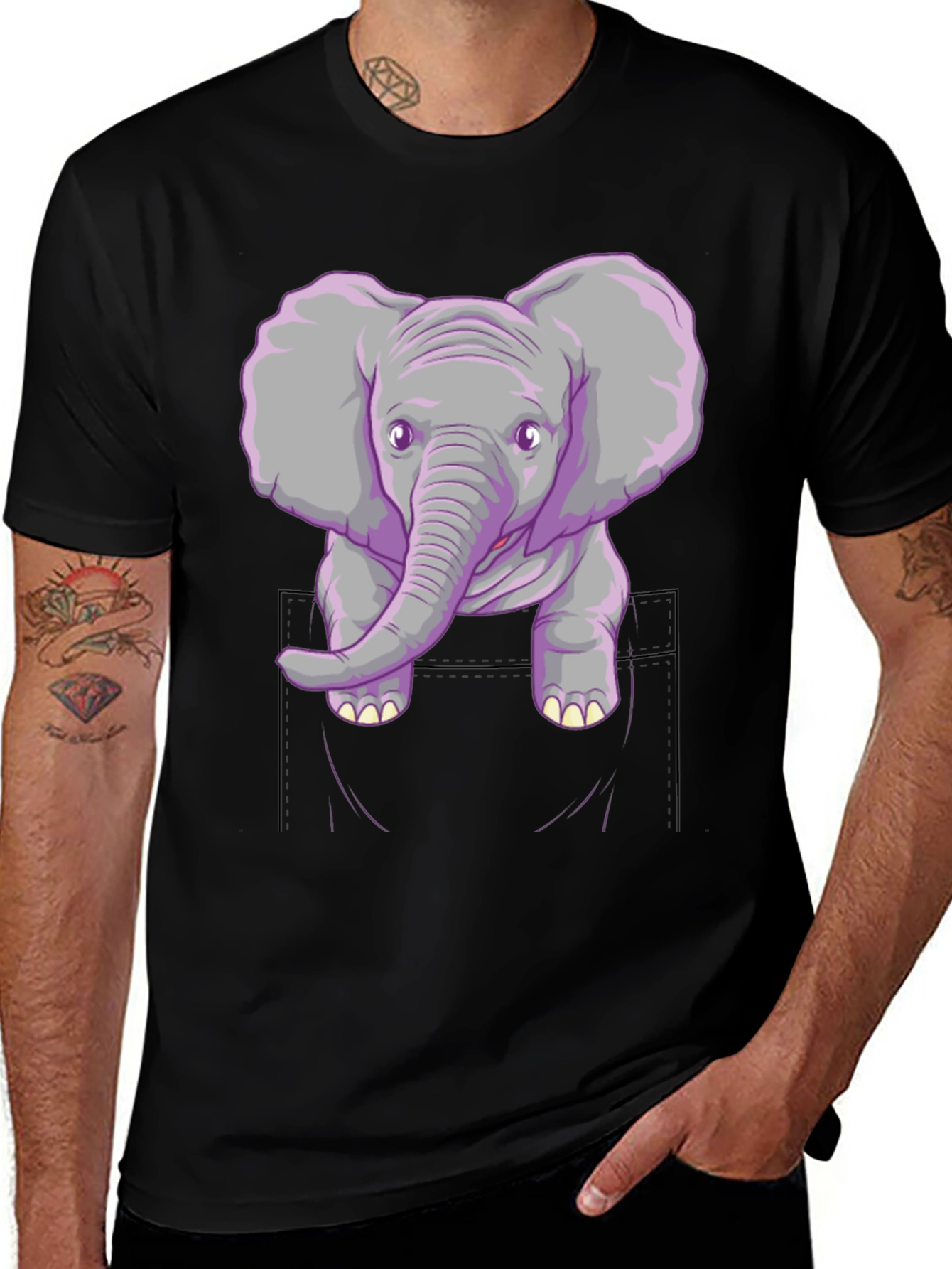 Variant 3 of Elephant Pocket Graphic Tee - Unisex Casual Shirt