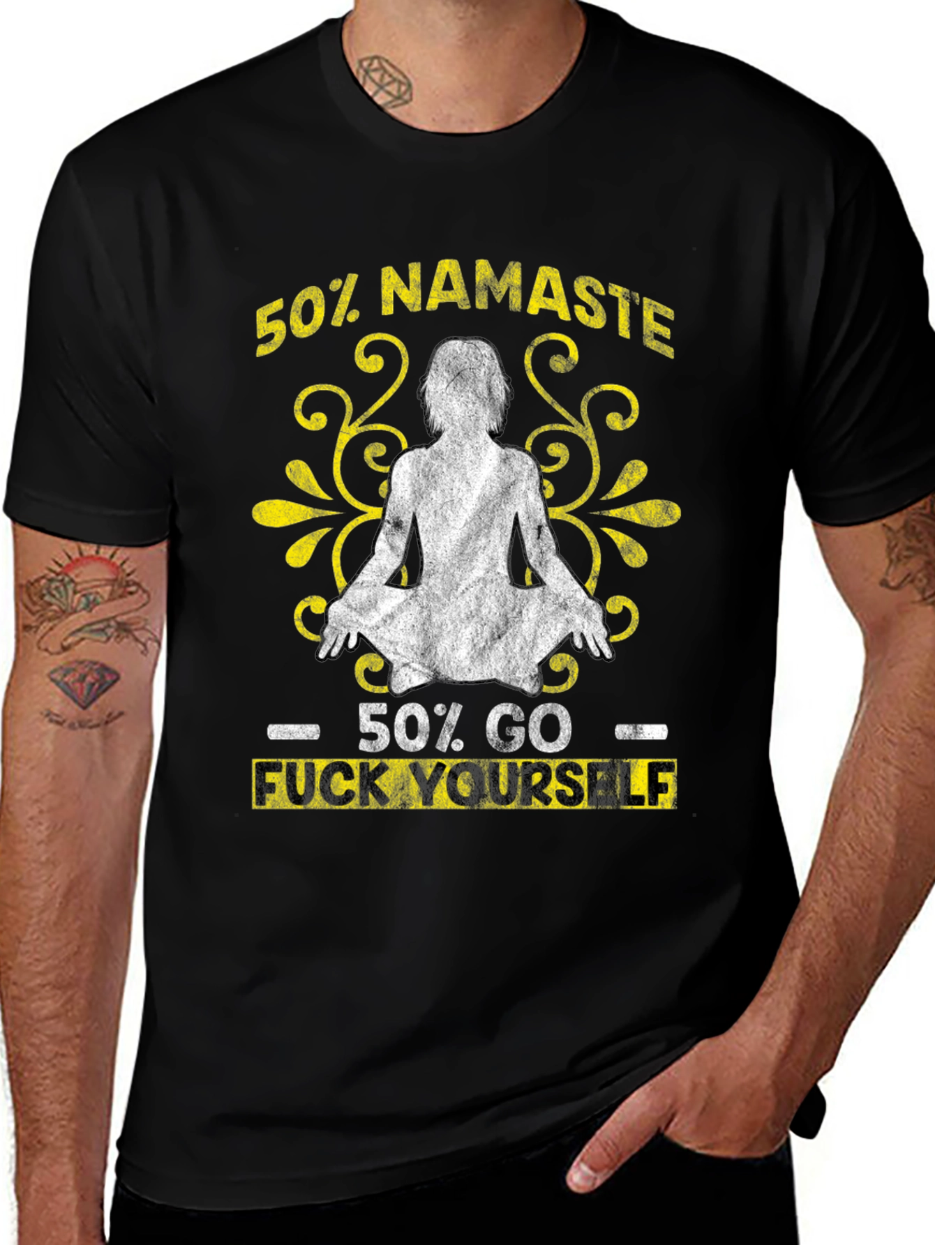 Variant 18 of 50% Namaste 50% Go F Yourself Graphic Tee
