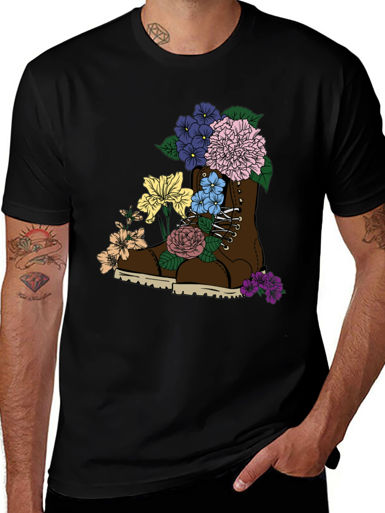 Floral Boot T-Shirt: Unique Graphic Tee