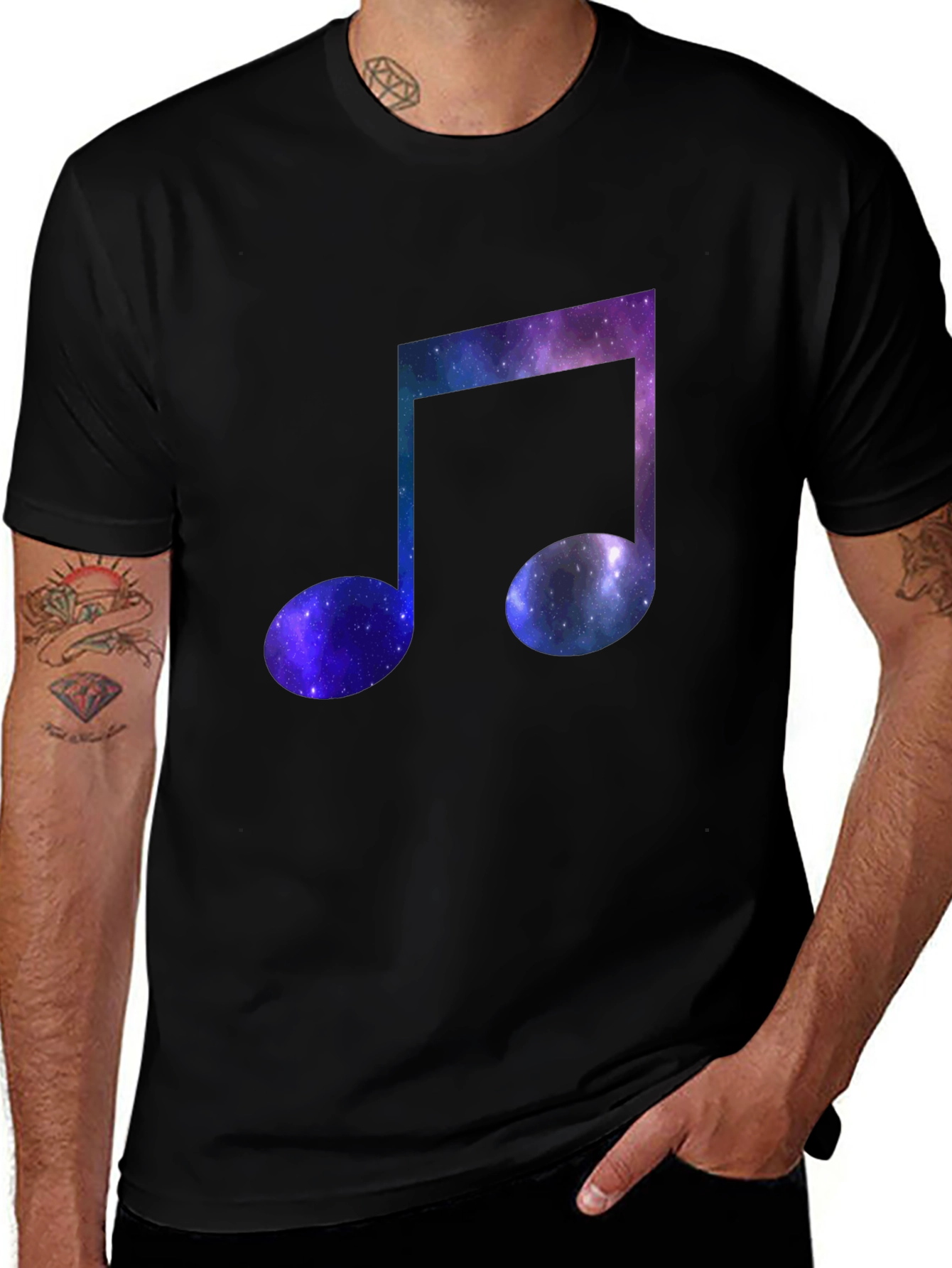 Galaxy Music Note Black T-Shirt