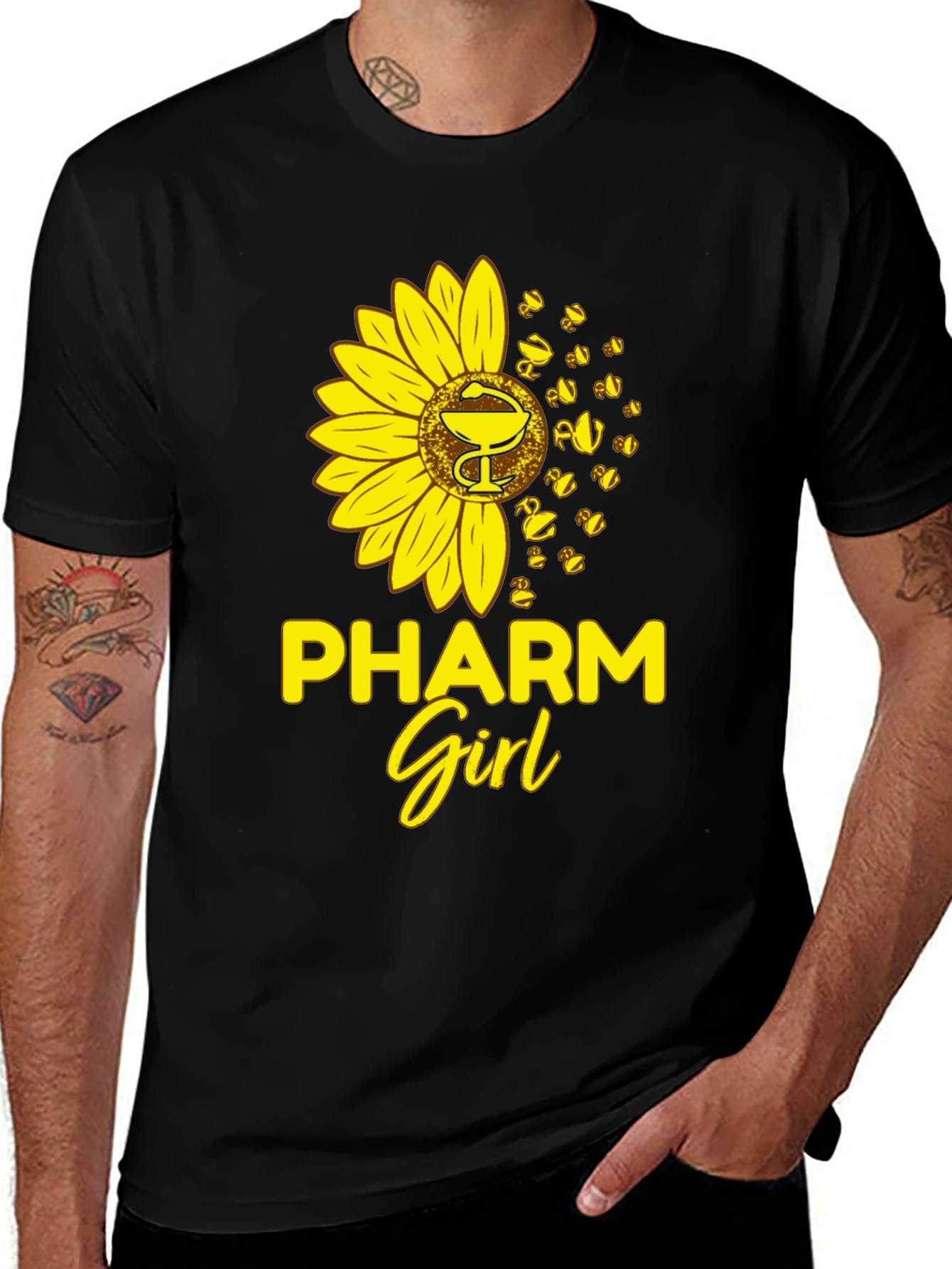 Pharm Girl Sunflower T-Shirt - Black