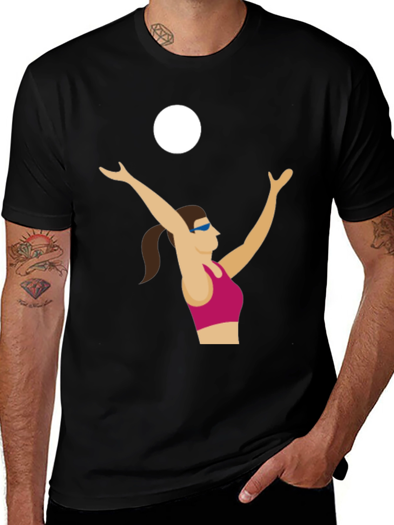 Variant 26 of Volleyball Graphic Tee - Black Cotton T-Shirt