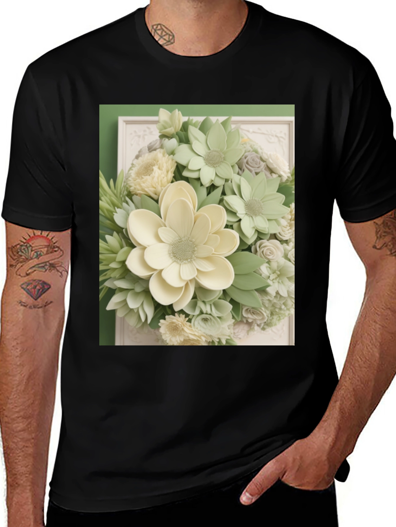 Variant 2 of Floral Art Graphic Tee - Stylish Unisex Cotton T-Shirt