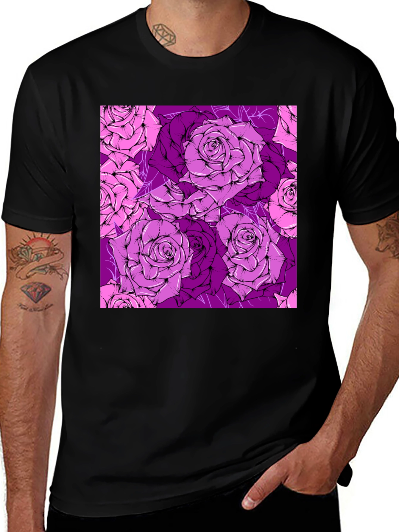 Variant 23 of Floral Rose Print Tee - Stylish & Unique Design