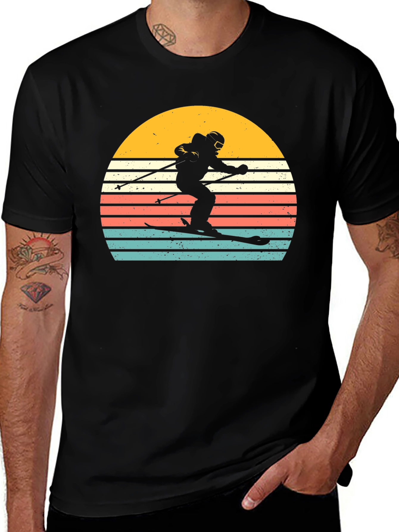 Variant 4 of Retro Ski Sunset T-Shirt