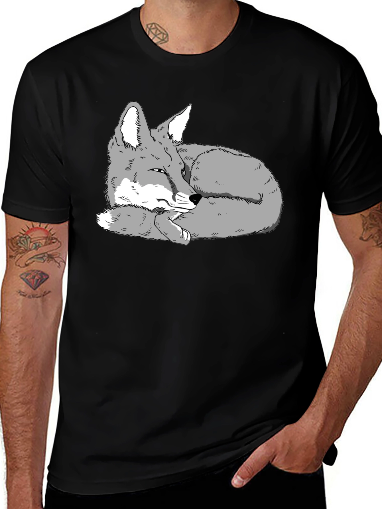 Variant 7 of Cool Fox Graphic Black T-Shirt