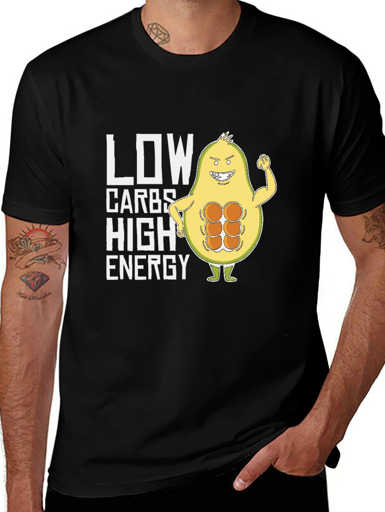 Variant 8 of Funny Avocado Gym T-Shirt - Low Carb High Energy Tee