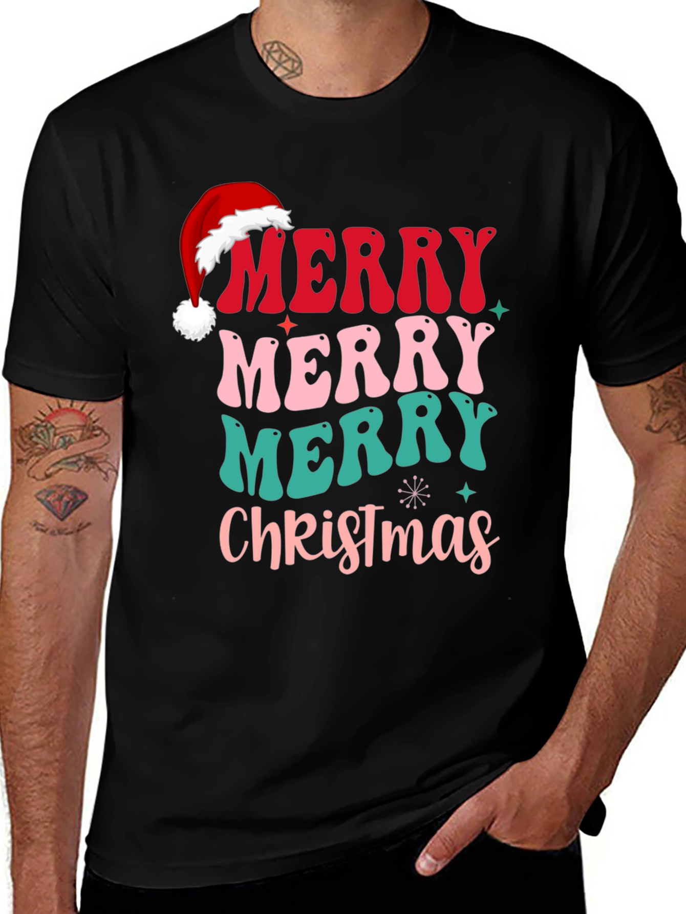 Festive Retro Merry Christmas Graphic Tee