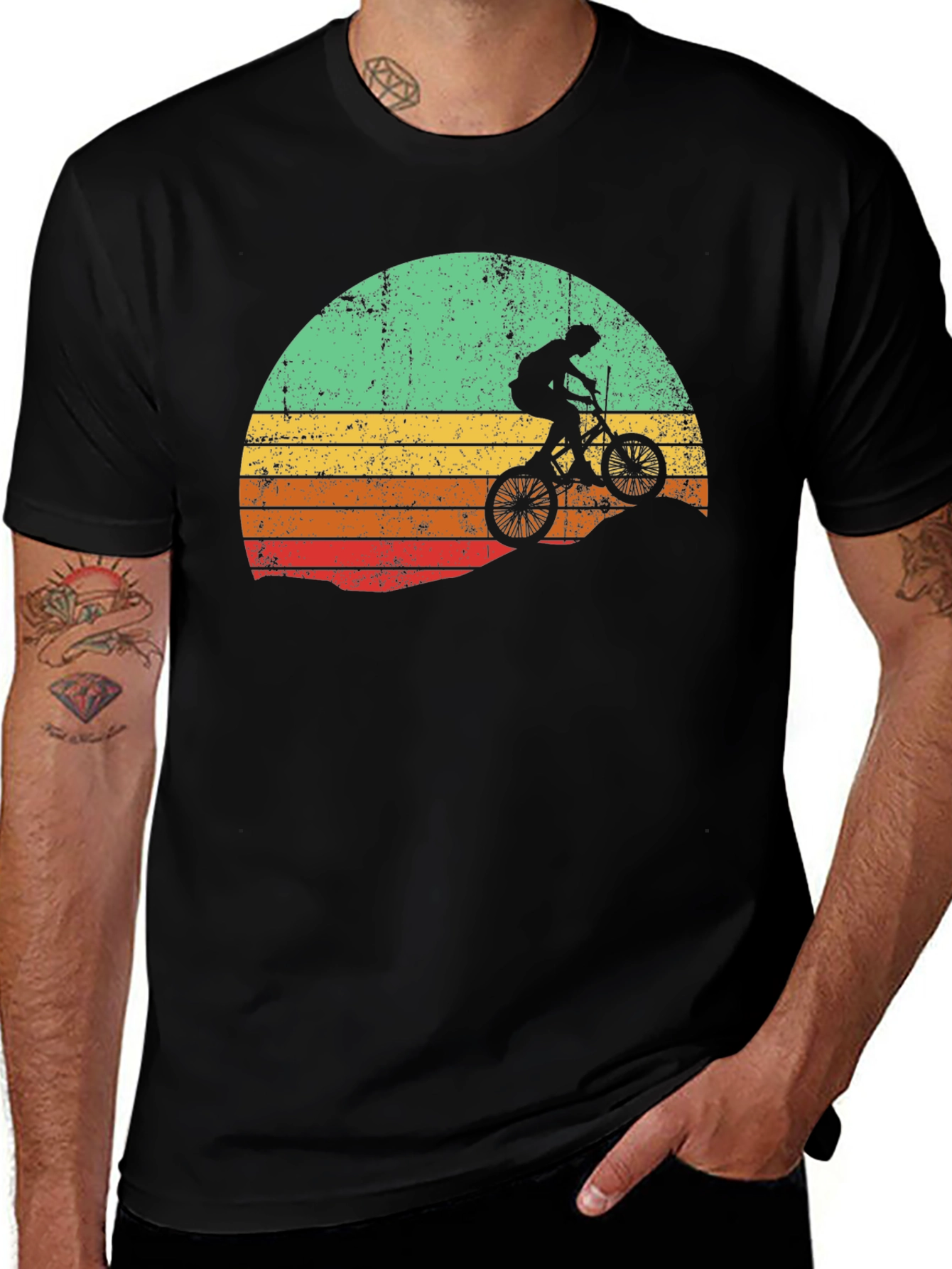 Variant 8 of Retro Sunset Mountain Biker T-Shirt