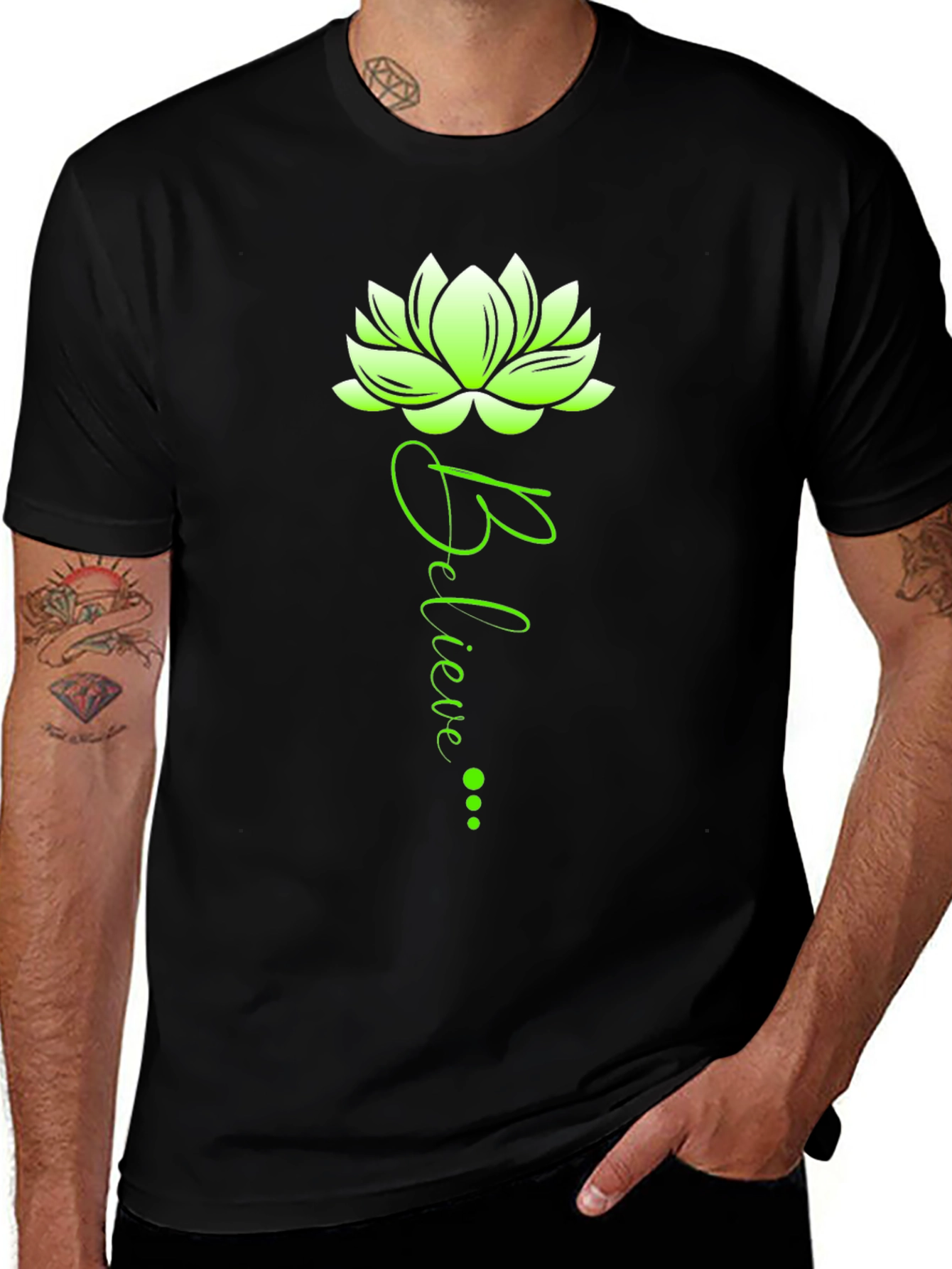 Variant 30 of Believe Lotus T-Shirt - Black