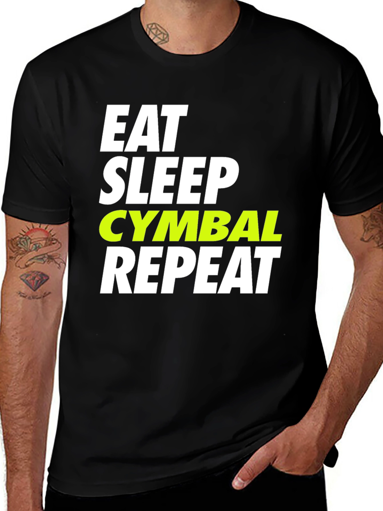 Variant 23 of Eat Sleep Cymbal Repeat Black T-Shirt