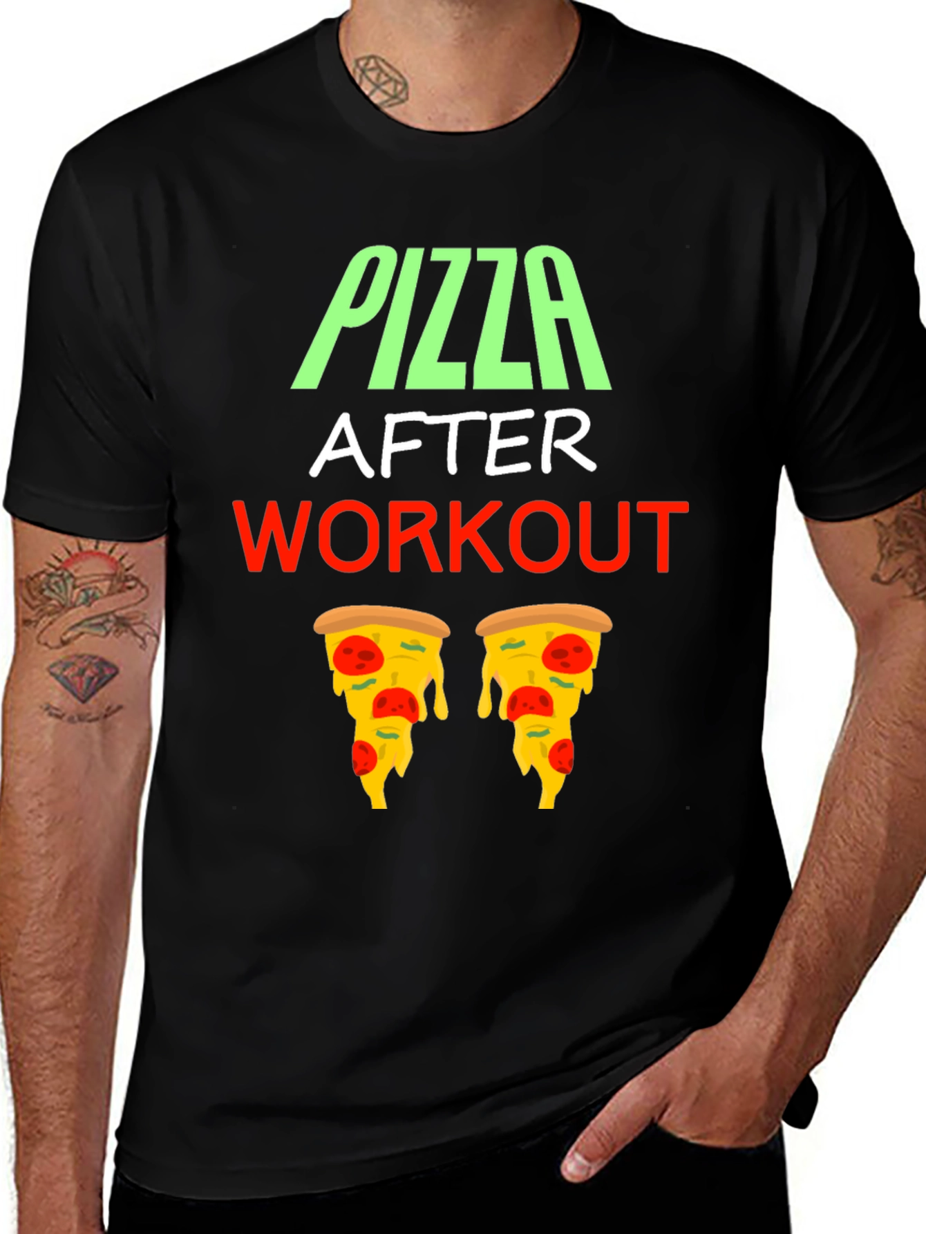 Variant 14 of Pizza After Workout Men's Black T-Shirt