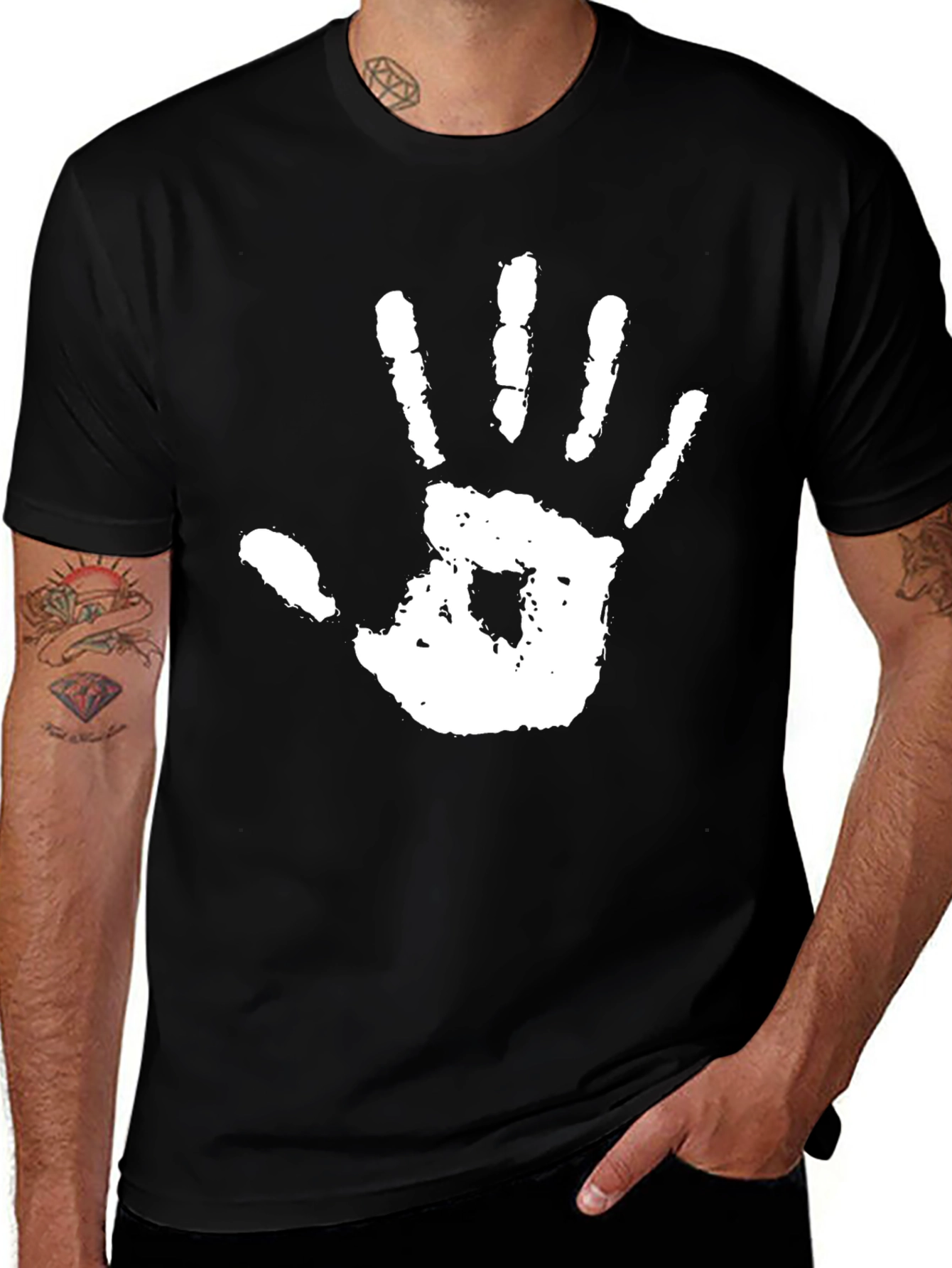 Variant 21 of Hand Print Black T-Shirt