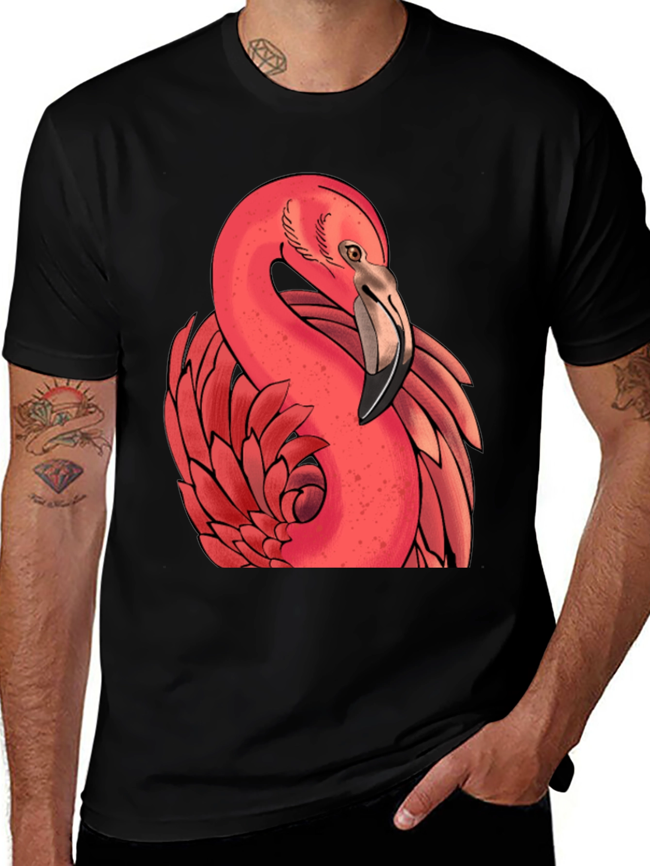 Variant 10 of Flamingo Graphic Tee - Stylish Black T-Shirt