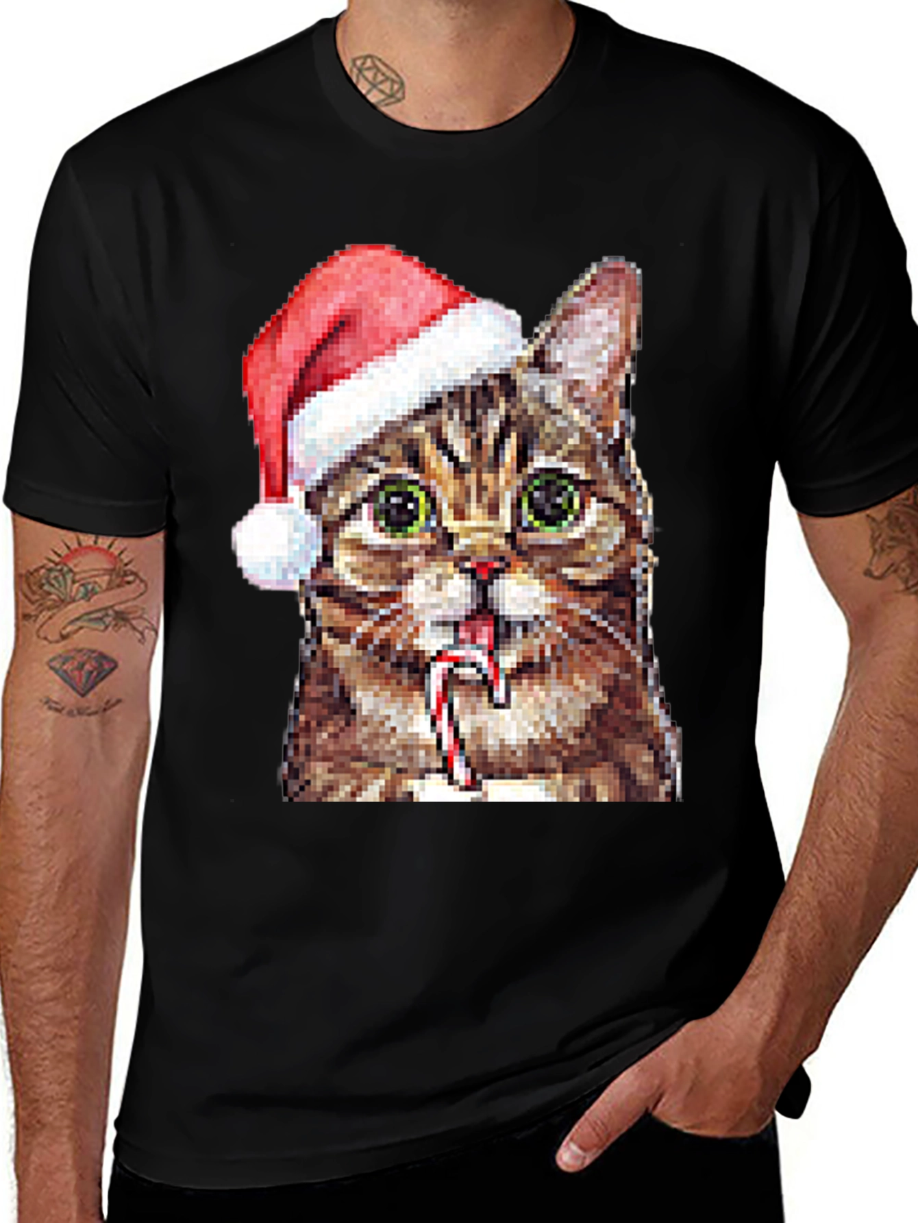Variant 25 of Pixel Cat Christmas T-Shirt
