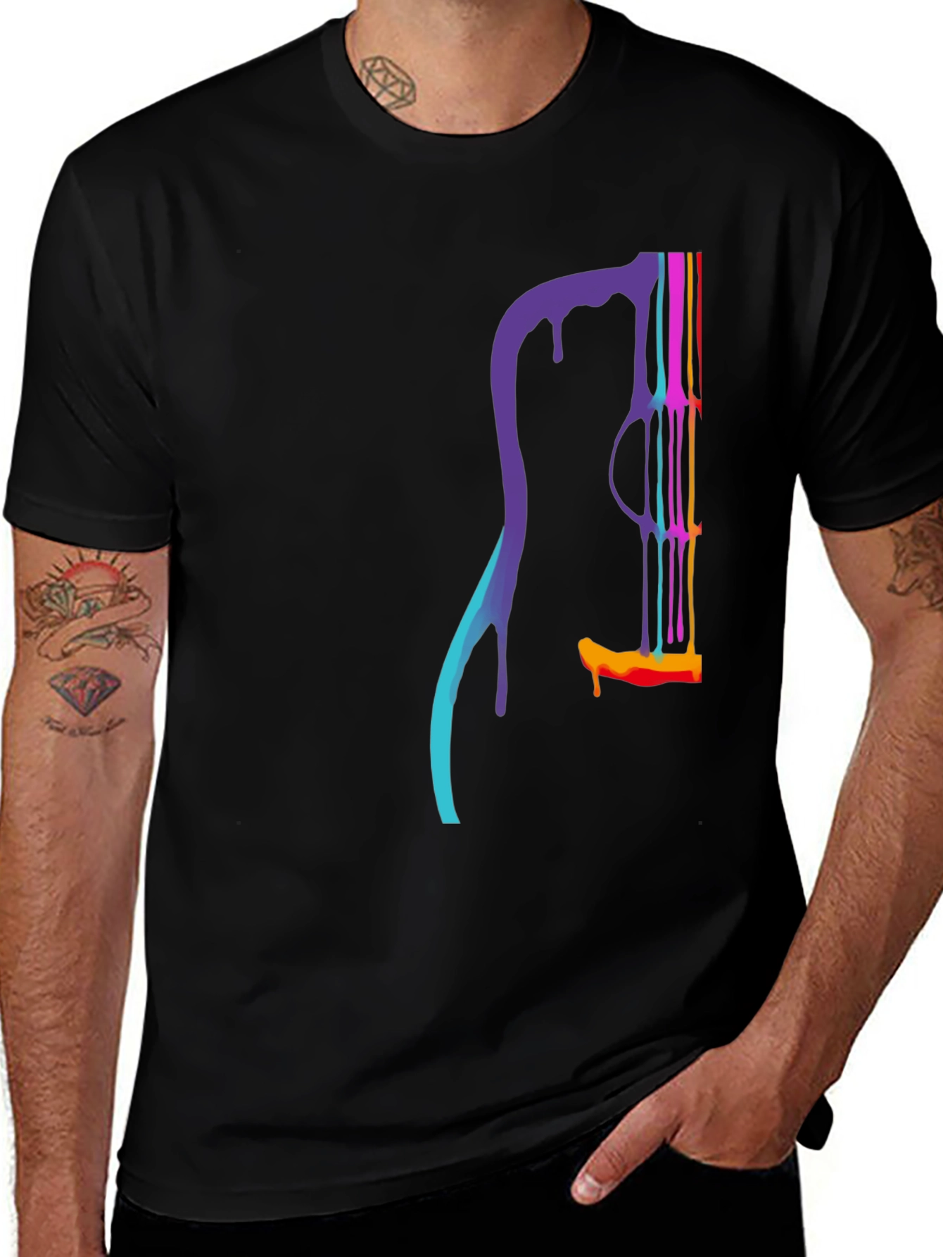 Variant 4 of Dripping Guitar Graphic Tee - Men's Black T-Shirt