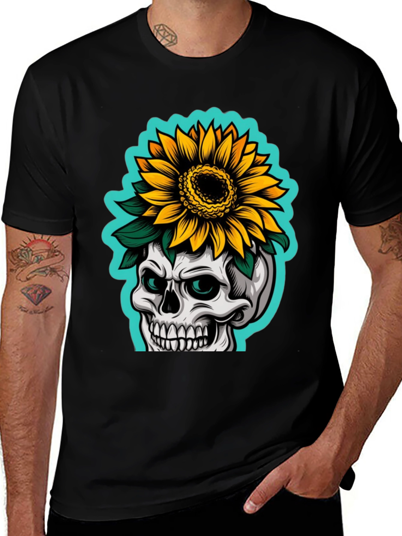 Variant 27 of Skull & Sunflower Graphic Tee