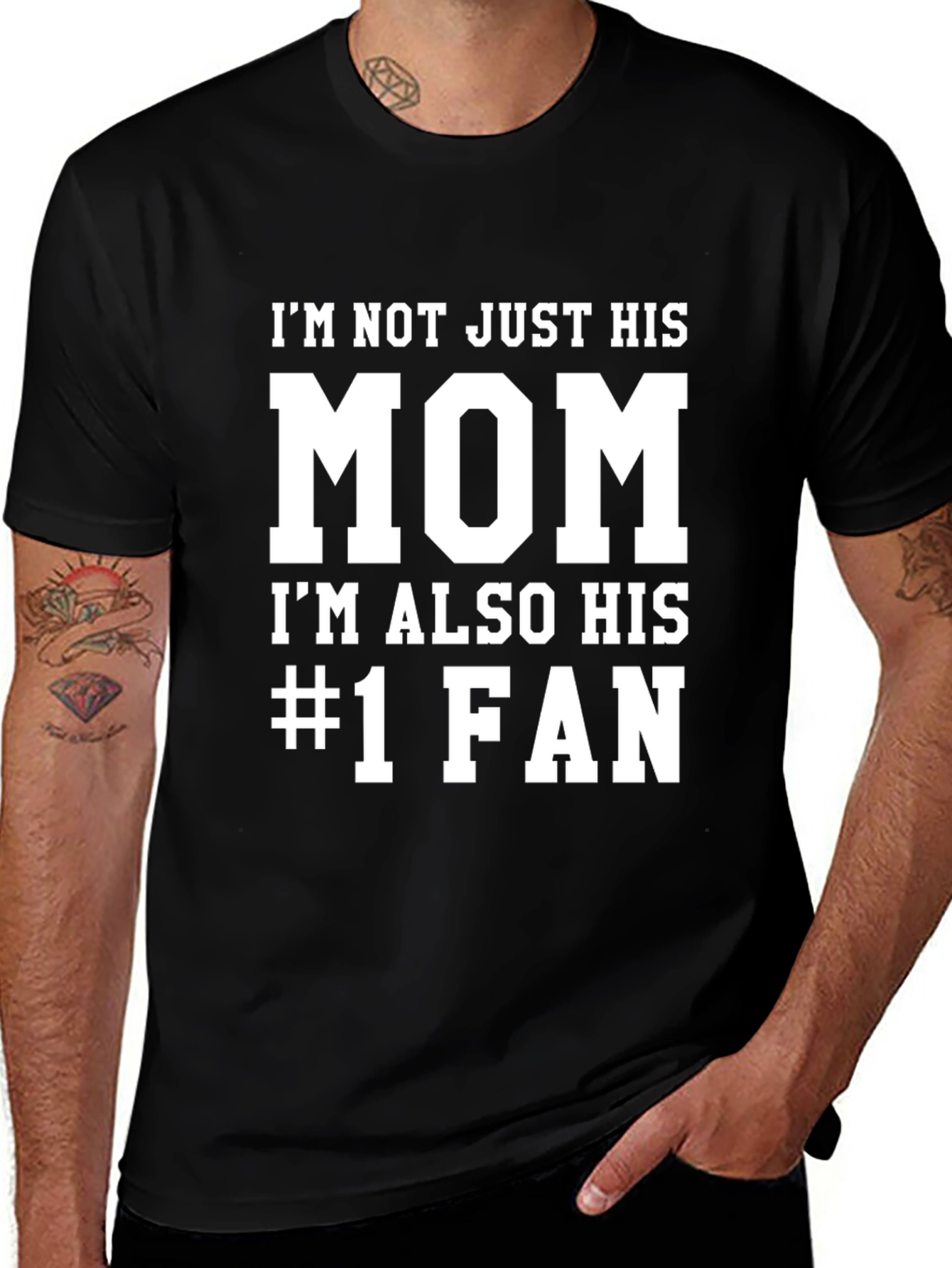 Variant 2 of Mom #1 Fan Graphic Tee - Black Cotton T-Shirt