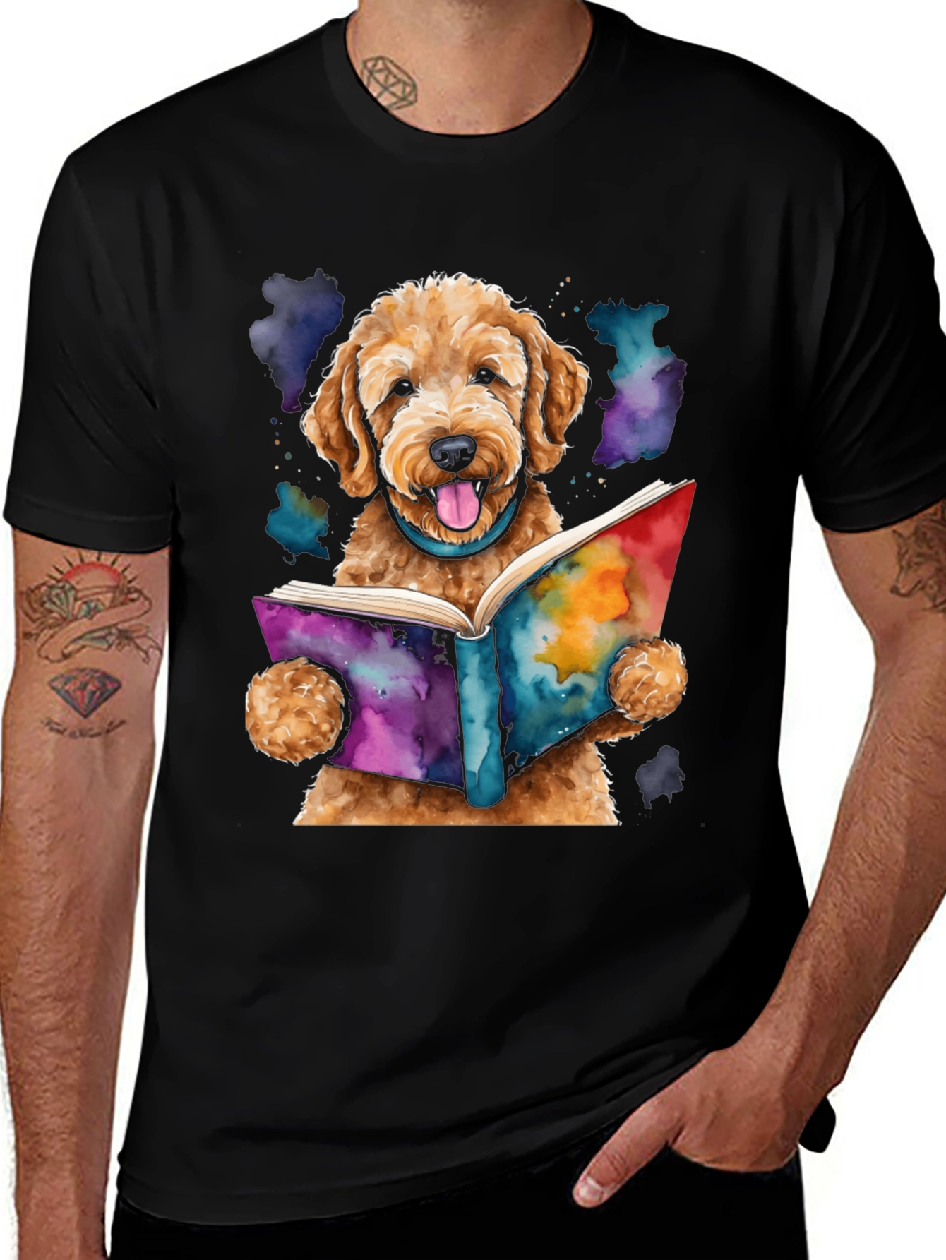 Variant 24 of Dog Reading Book T-Shirt