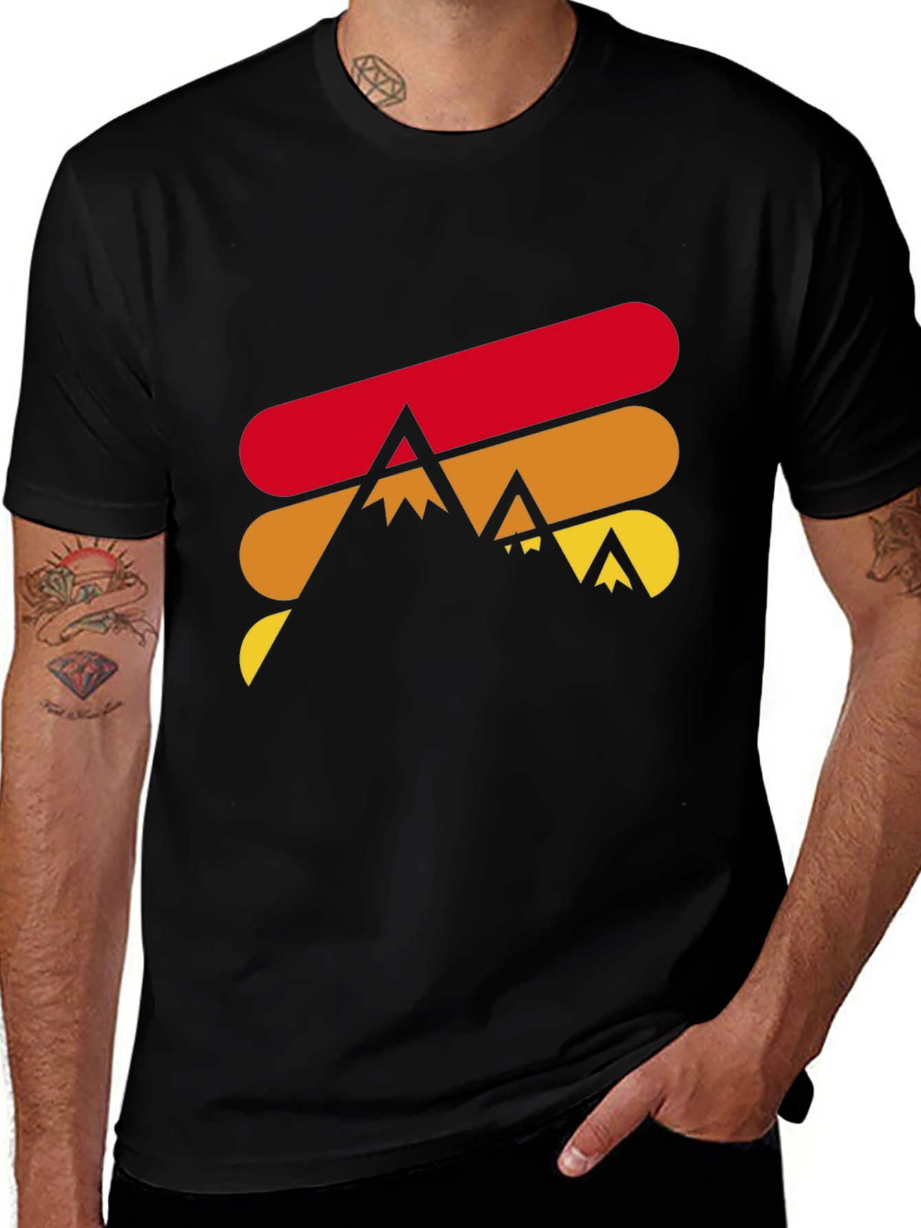 Variant 11 of Retro Mountain Graphic Tee - Black