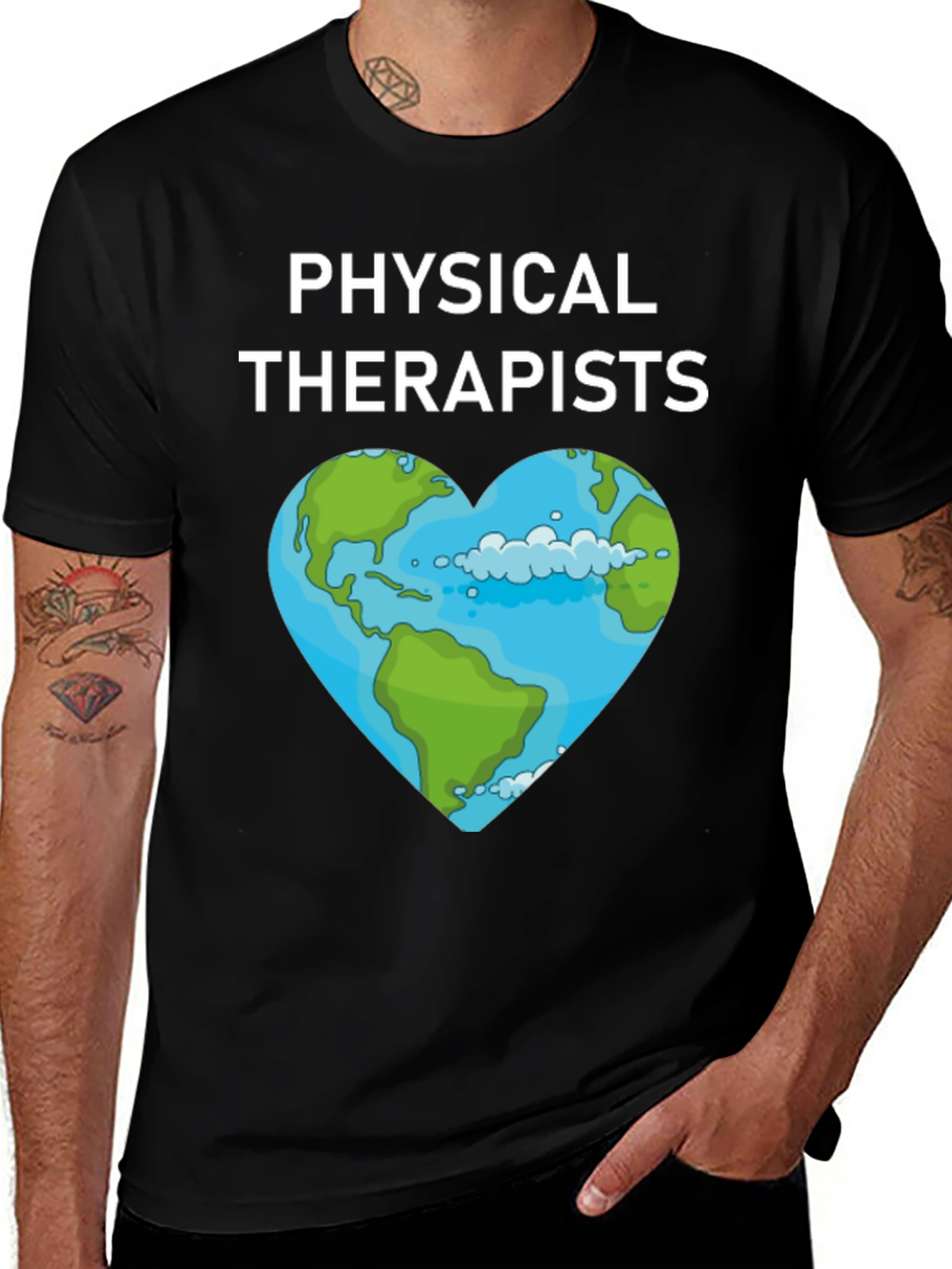 Variant 30 of Physical Therapists Earth Heart Graphic T-Shirt