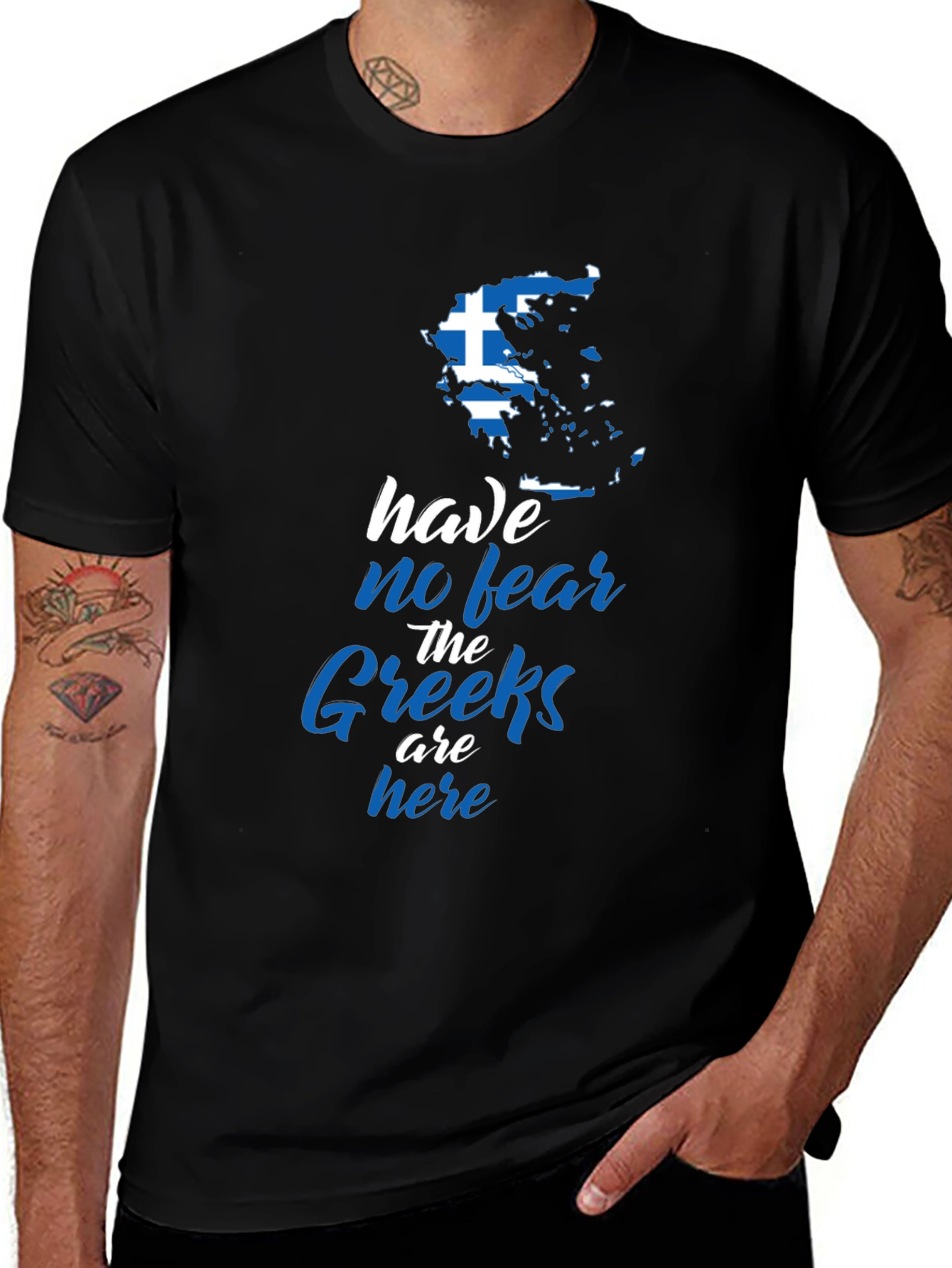Have No Fear, The Greeks Are Here Black T-Shirt