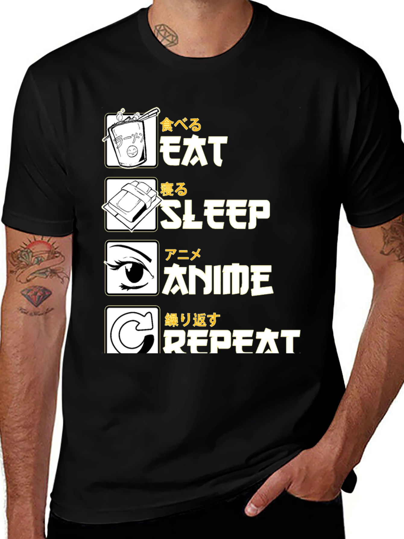 Variant 19 of Eat Sleep Anime Repeat T-Shirt