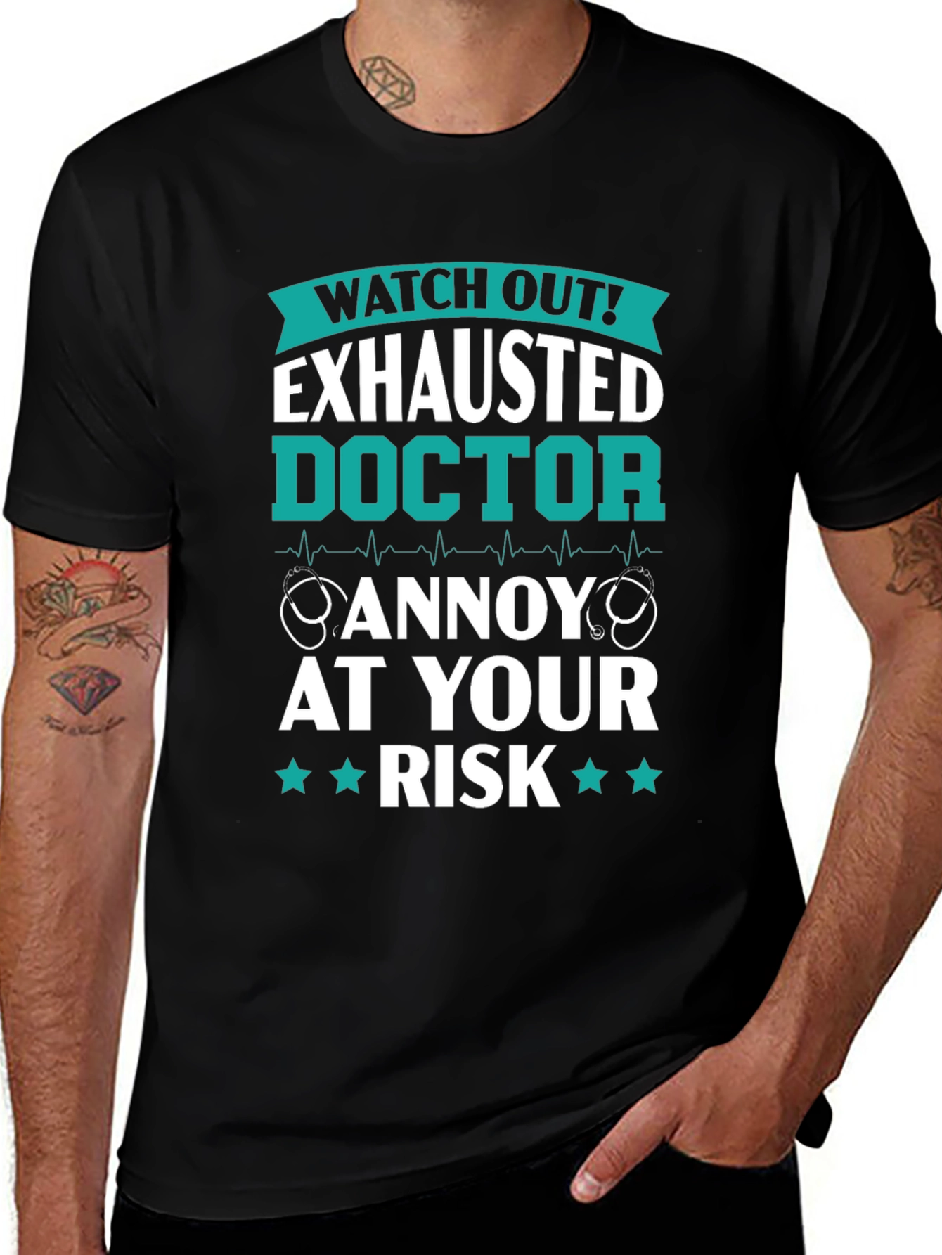 Variant 20 of Exhausted Doctor T-Shirt: Watch Out at Your Own Risk!