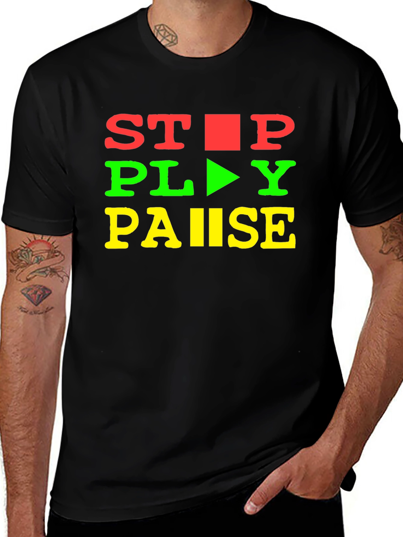 Variant 18 of Stop Play Pause Graphic Tee