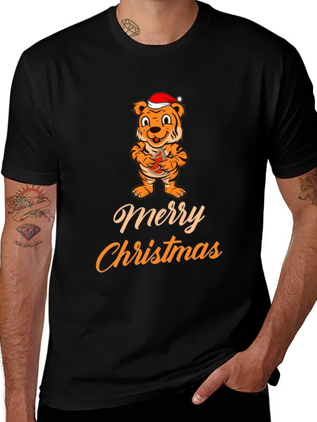 Variant 11 of Festive Tiger Merry Christmas Graphic T-Shirt