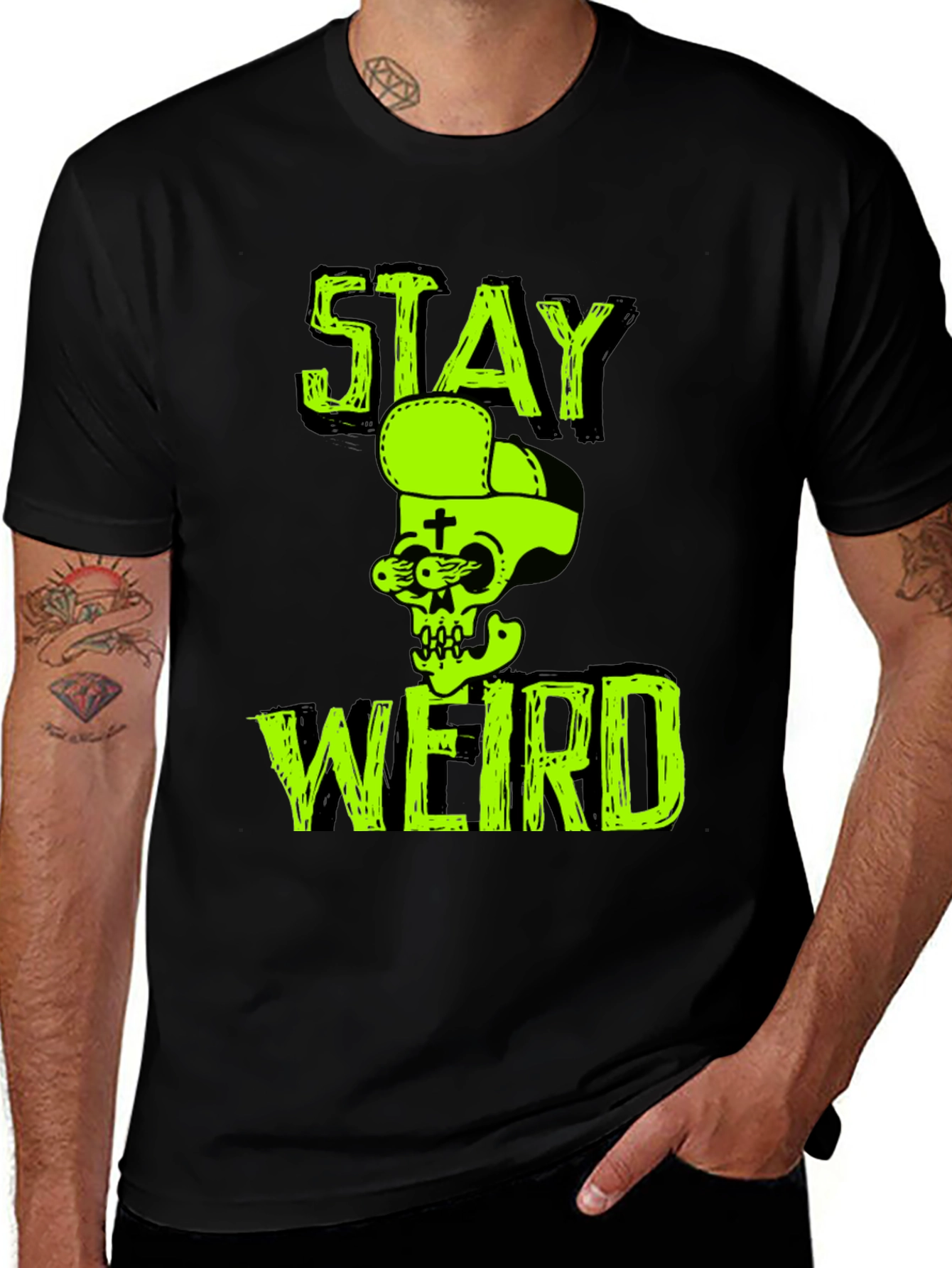 Variant 25 of Stay Weird Graphic Tee - Skull Design