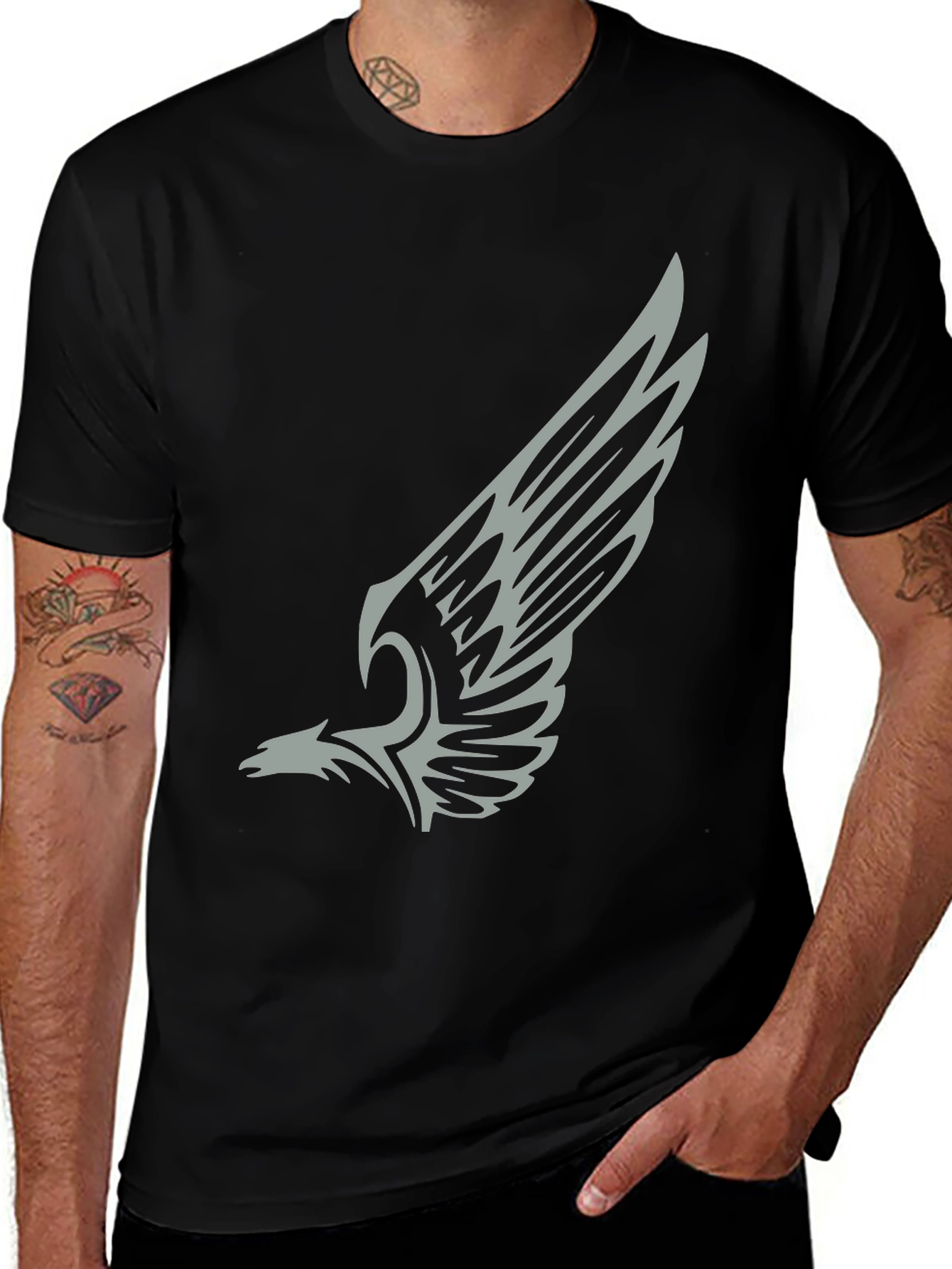 Variant 17 of Eagle Wing Graphic Black T-Shirt