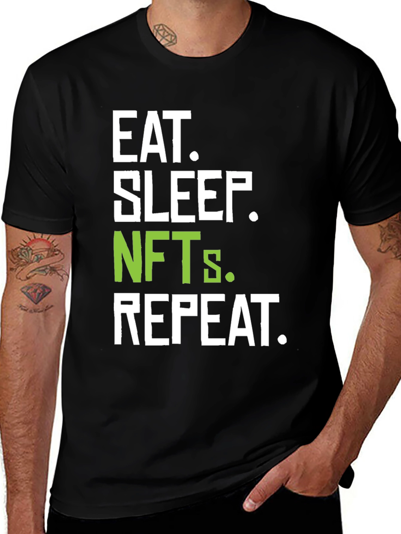 Eat Sleep NFTs Repeat T-Shirt - Crypto Art Collector