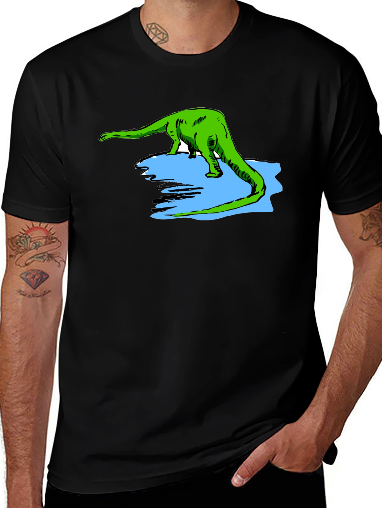 Variant 8 of Dinosaur Graphic T-Shirt - Black Cotton Tee
