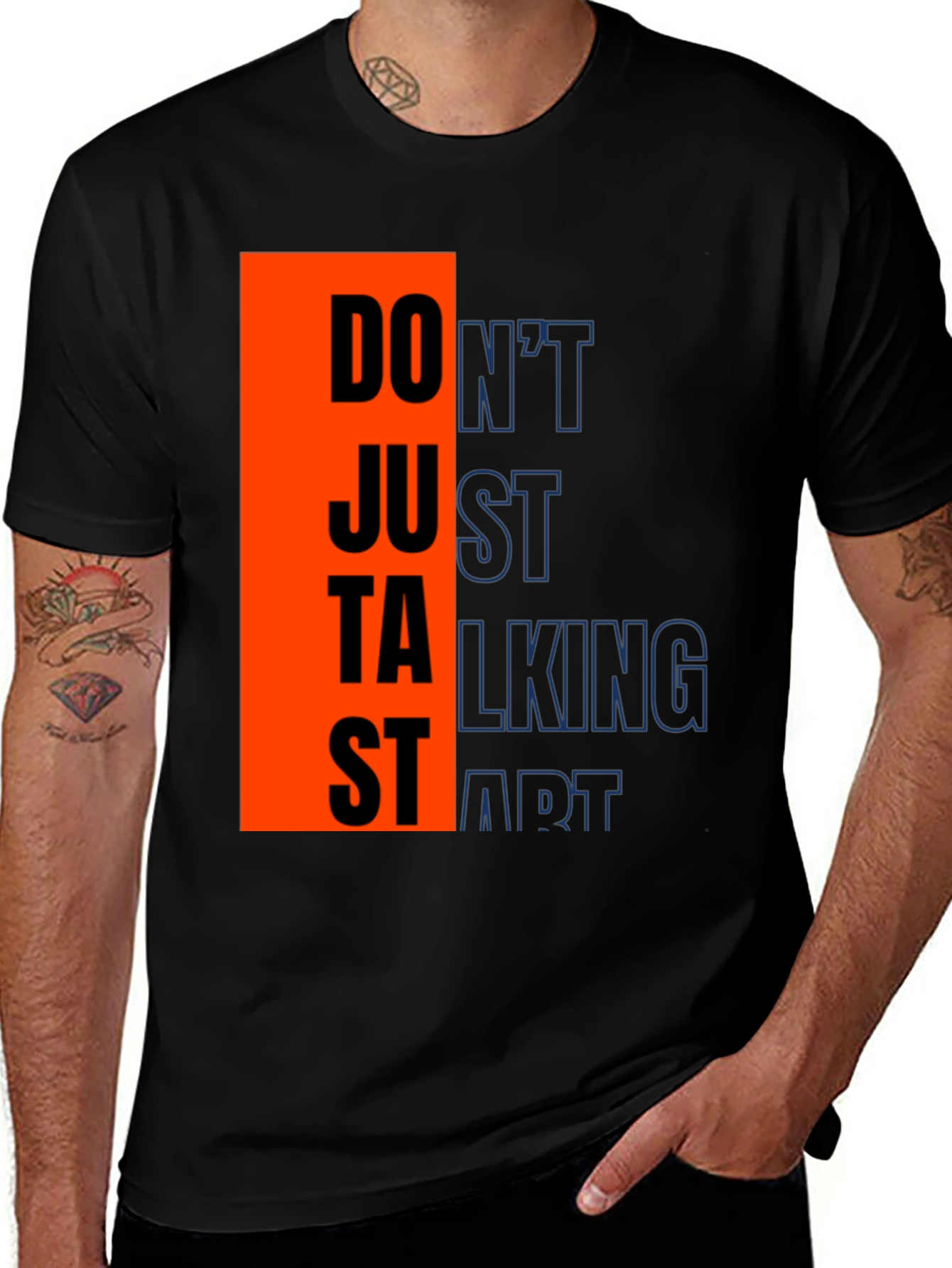 Variant 8 of Bold Graphic T-Shirt: "DO JUST TALKING START"