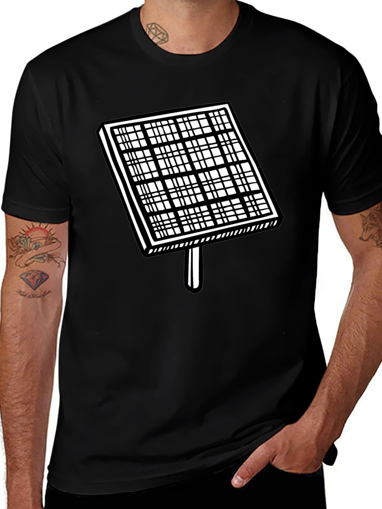 Variant 18 of Solar Panel Graphic T-Shirt - Black Cotton Tee