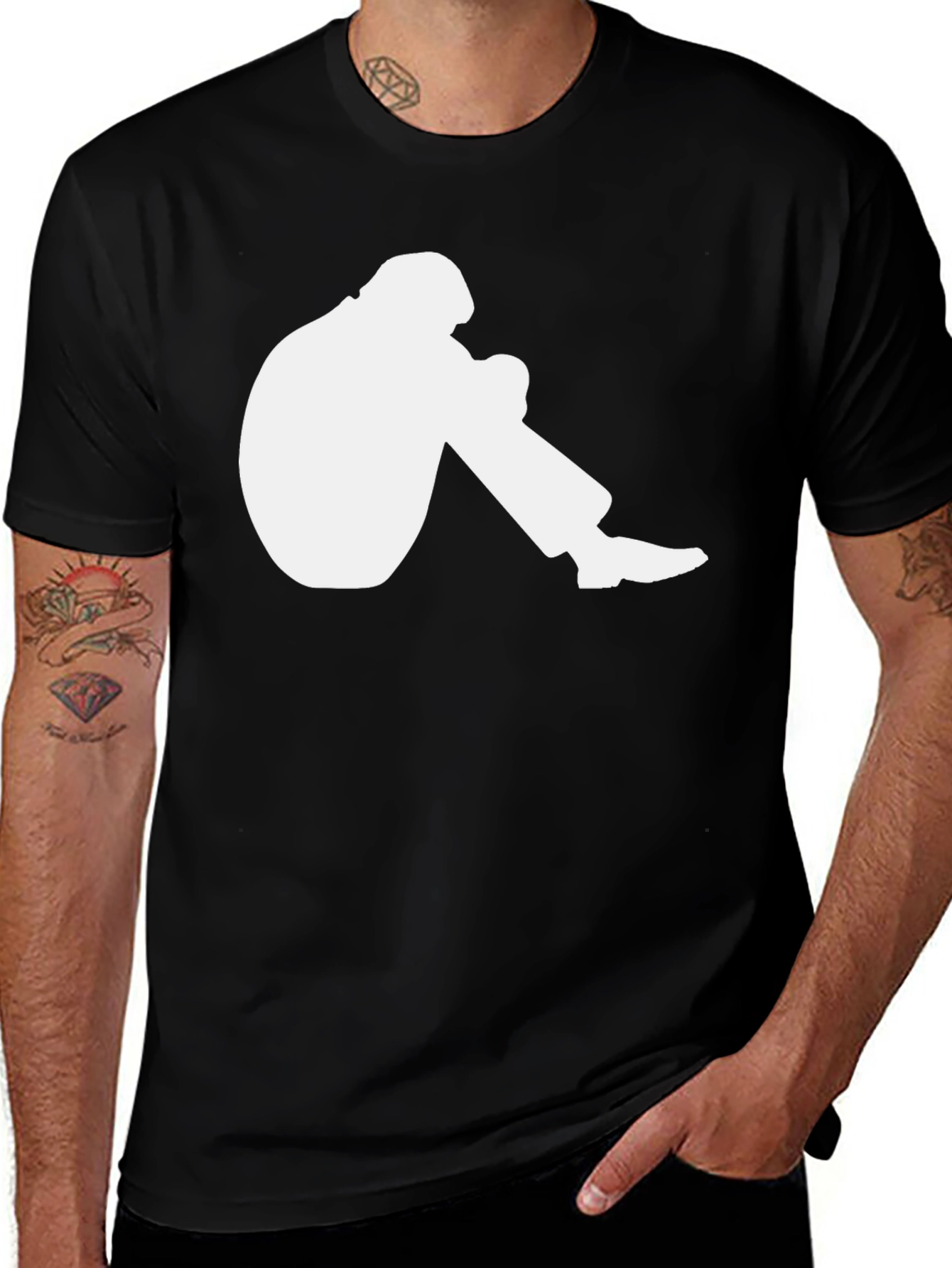 Variant 12 of Graphic Tee: Seated Silhouette Design