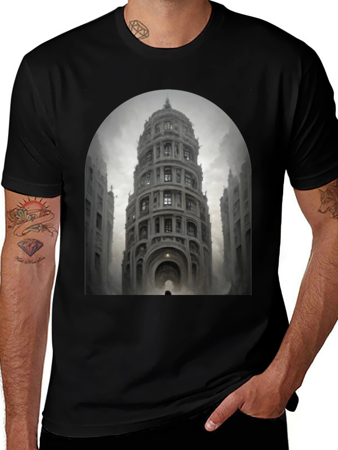 Variant 19 of Architectural Print Black T-Shirt