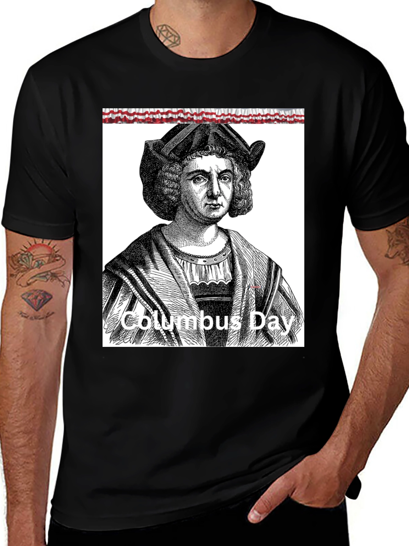 Variant 21 of Columbus Day Graphic Tee - Black