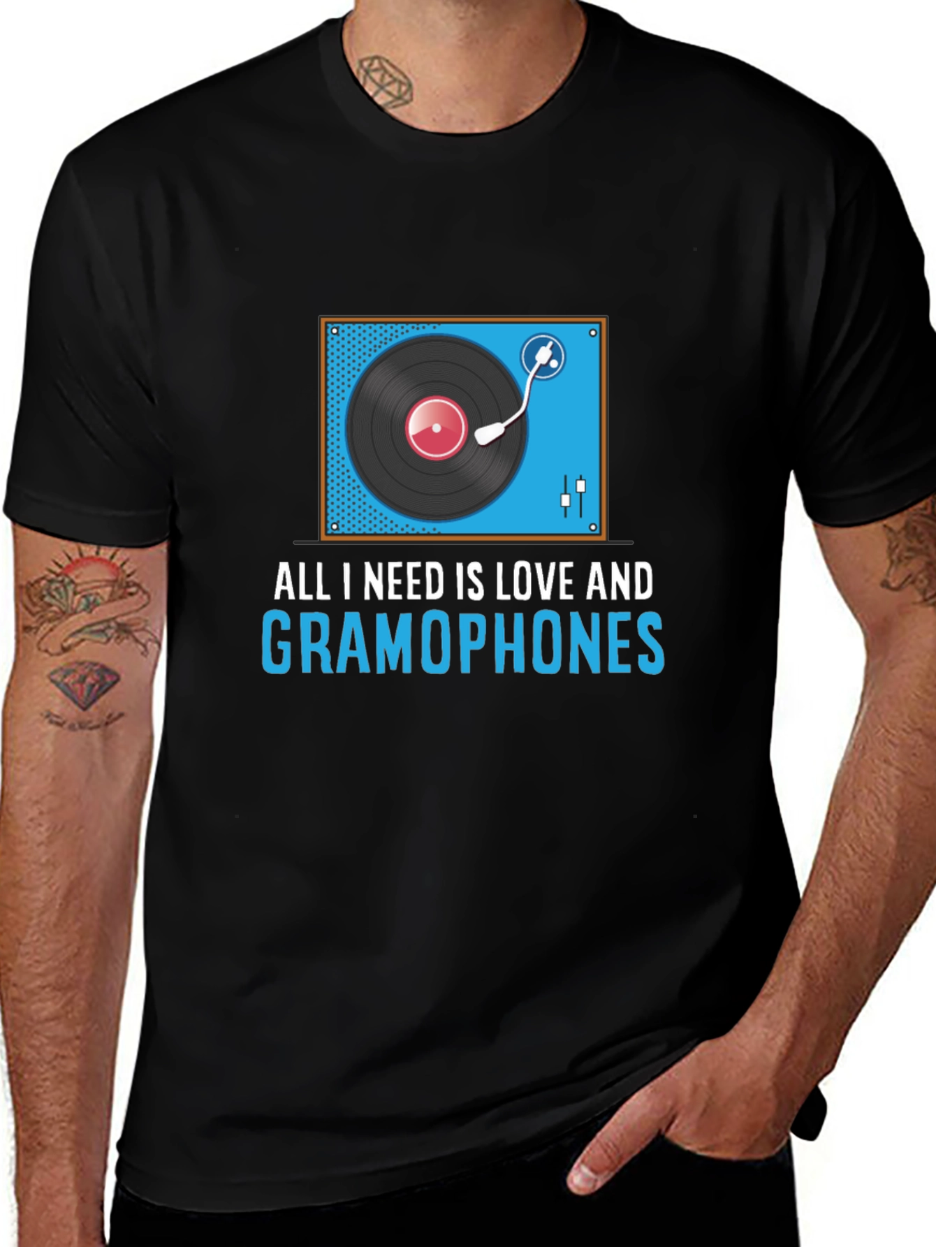 Variant 15 of All I Need Is Love And Gramophones Graphic Tee