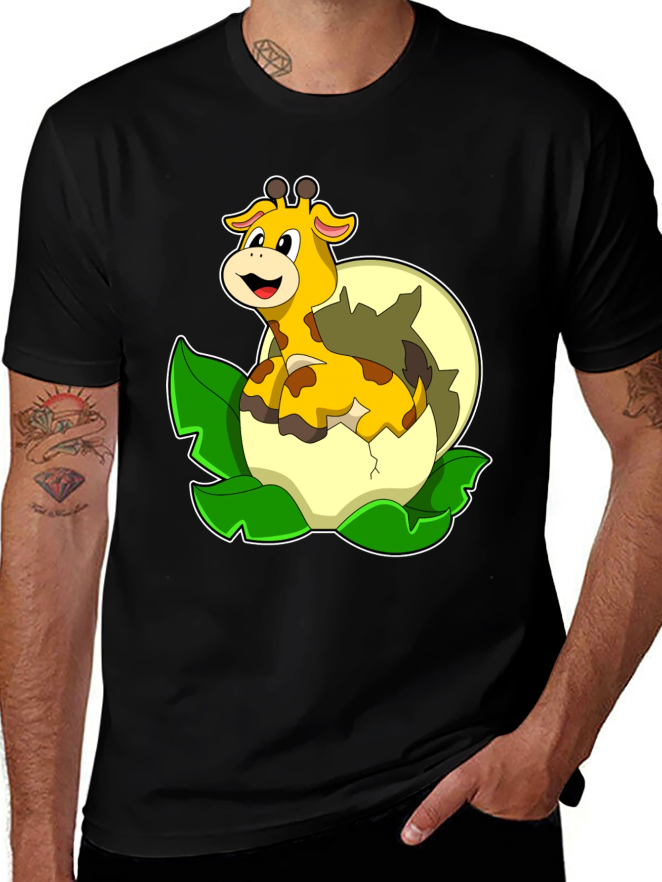 Variant 8 of Giraffe Hatching T-Shirt - Cute Animal Graphic Tee