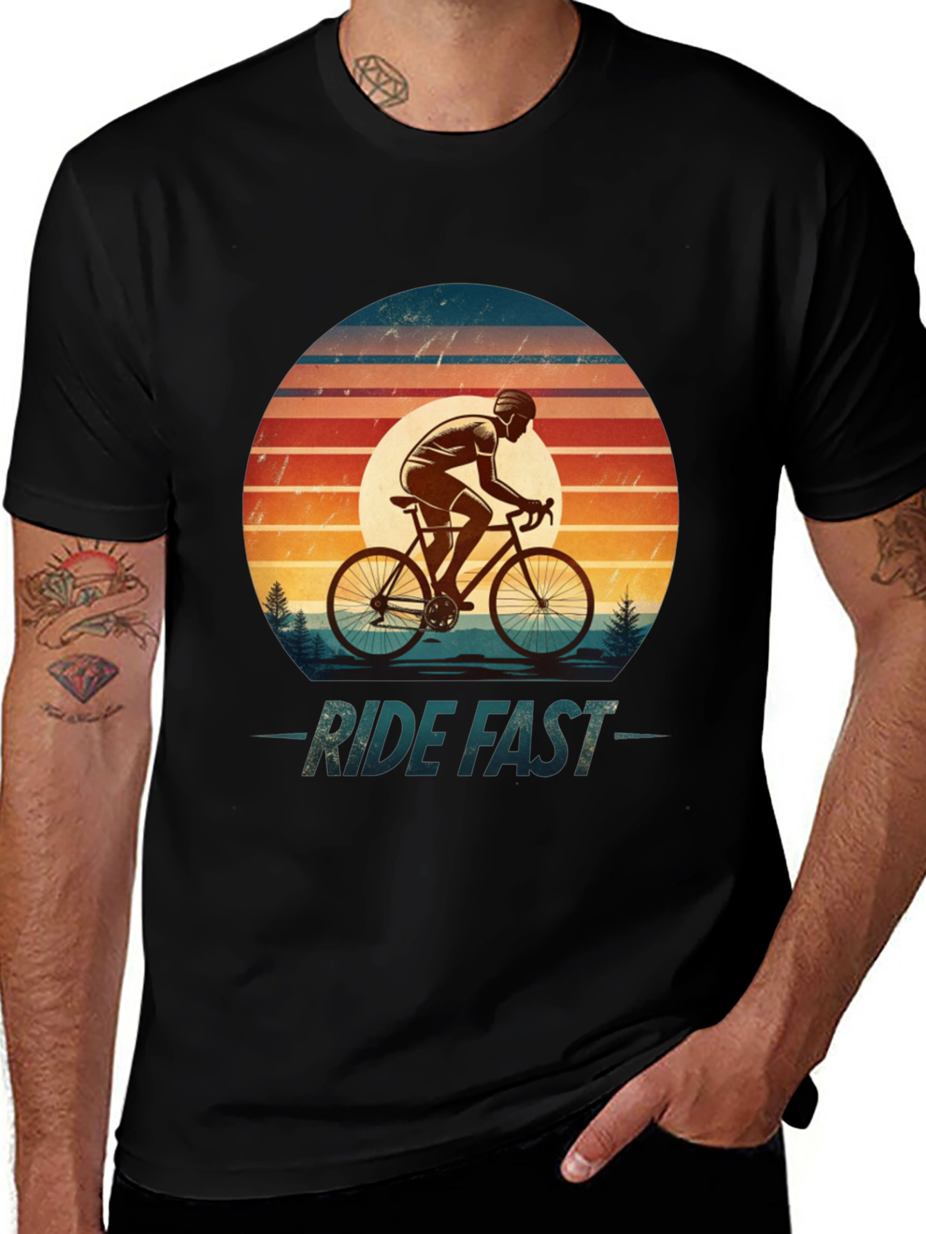 Variant 16 of Ride Fast Retro Cycling T-Shirt