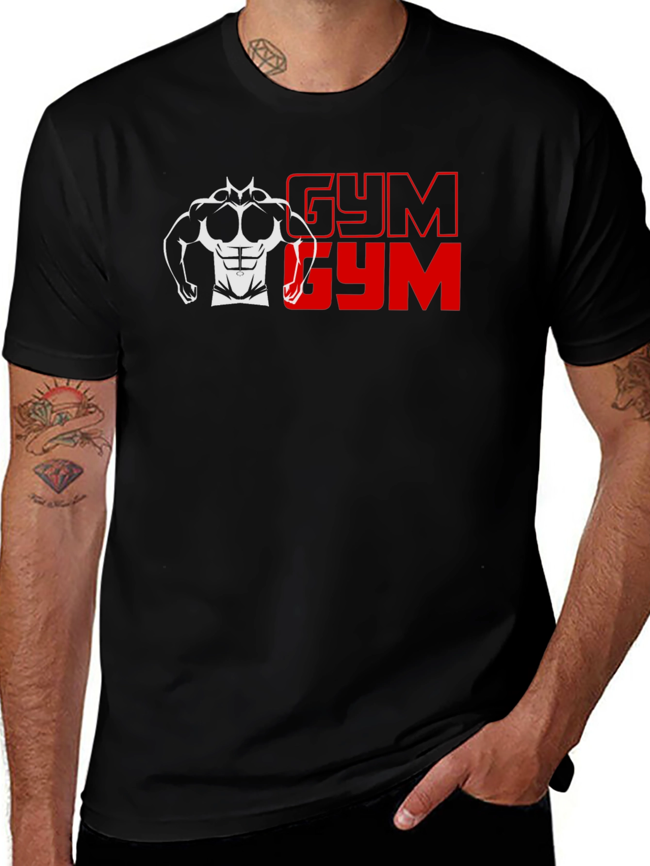 Variant 5 of Gym Muscle Graphic Tee - Black