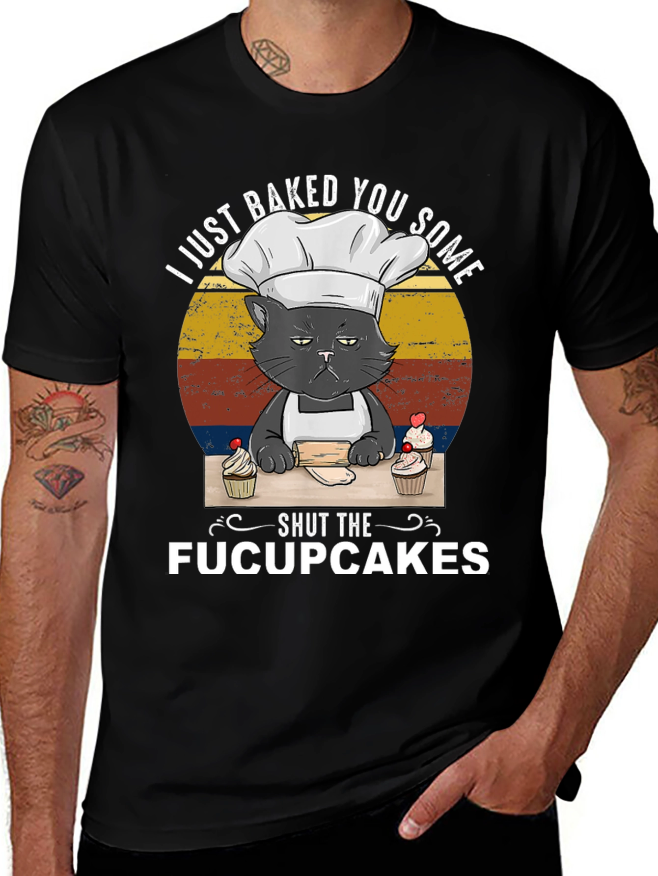 Variant 2 of Funny Cat Baker T-Shirt - Shut The Fucupcakes