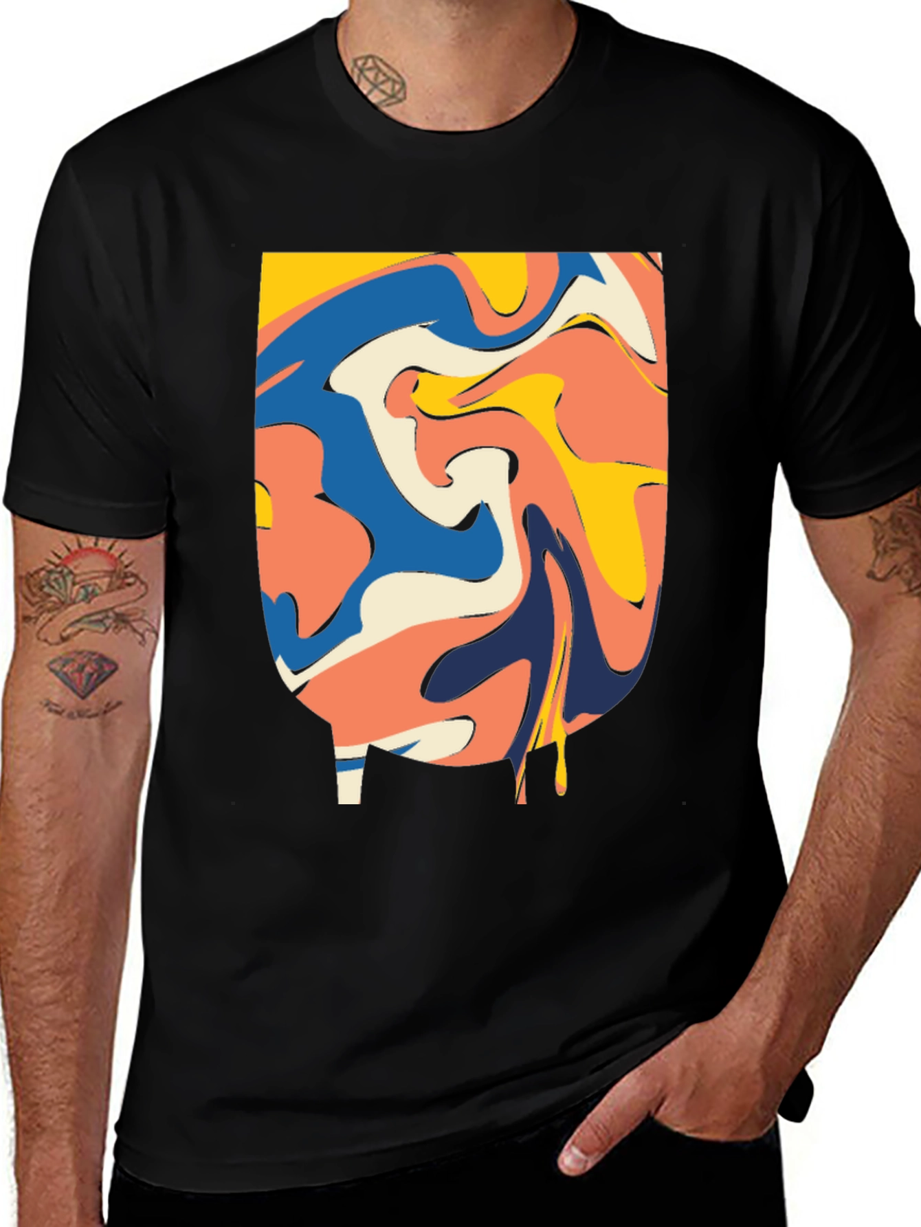 Variant 12 of Abstract Swirl Graphic Tee - Modern Black T-Shirt