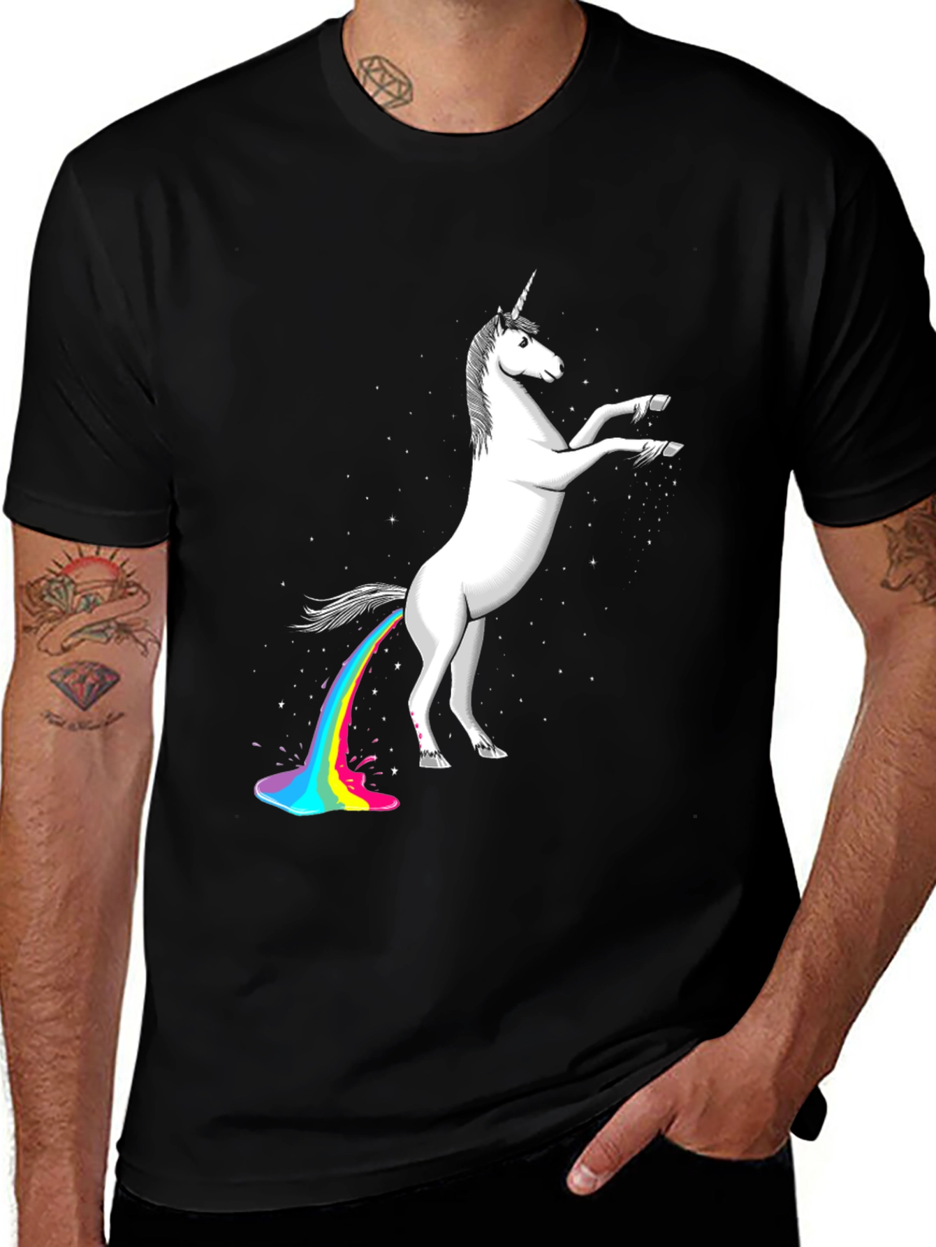 Variant 18 of Unicorn Rainbow Poop Graphic Tee - Black Cotton