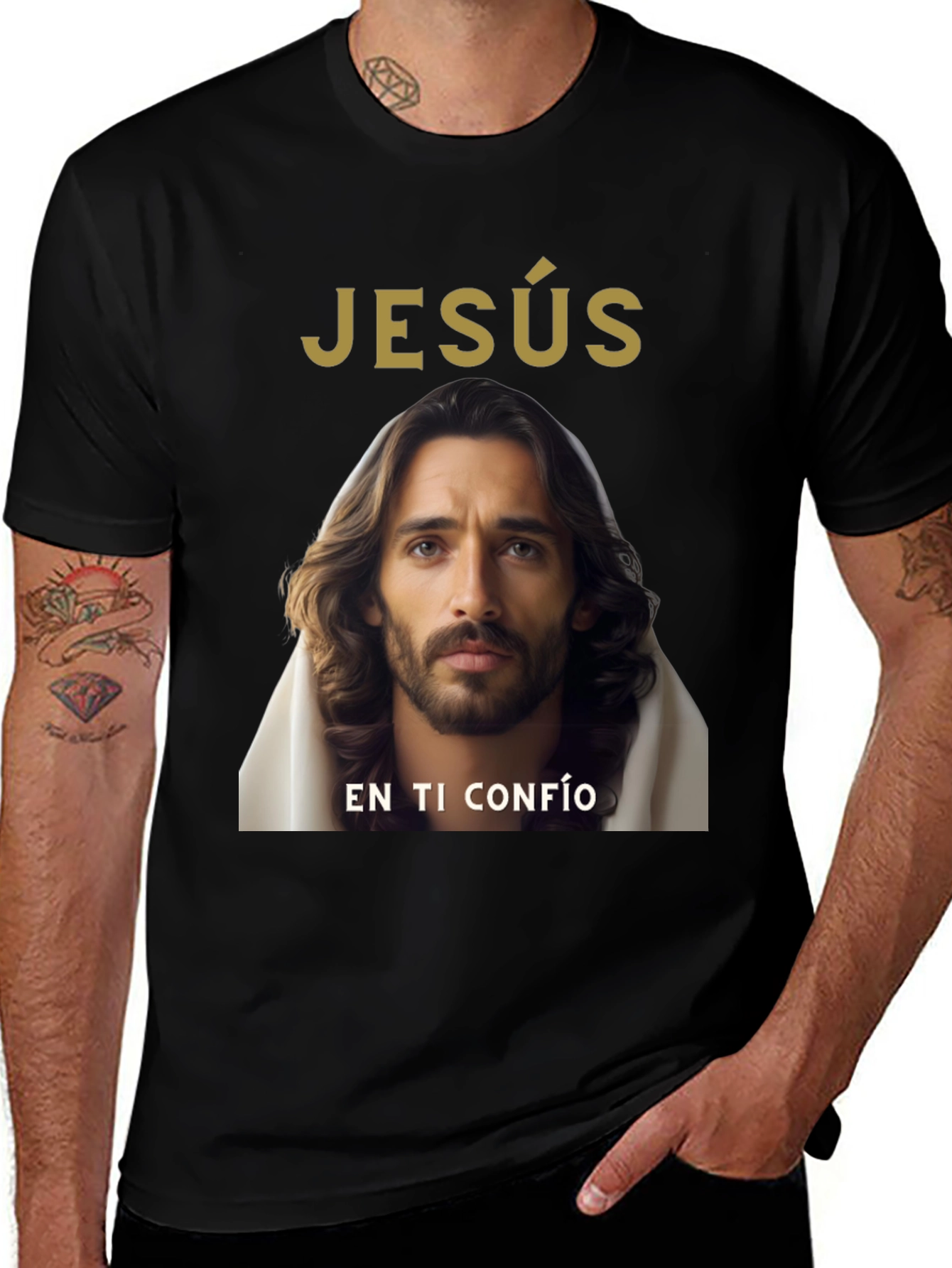 Variant 27 of Jesus Graphic T-Shirt - "En Ti Confío" Design