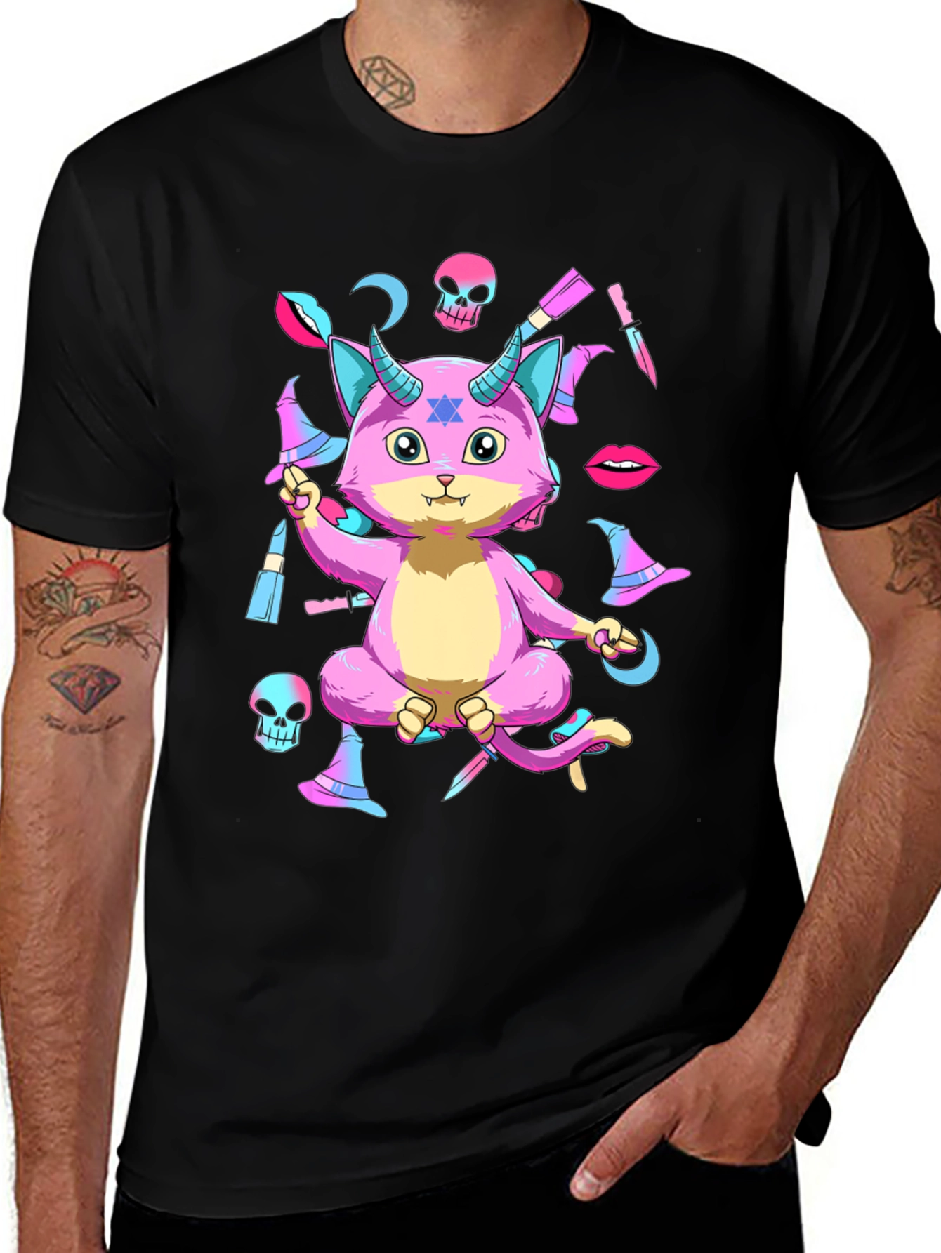 Pastel Goth Satanic Cat T-Shirt