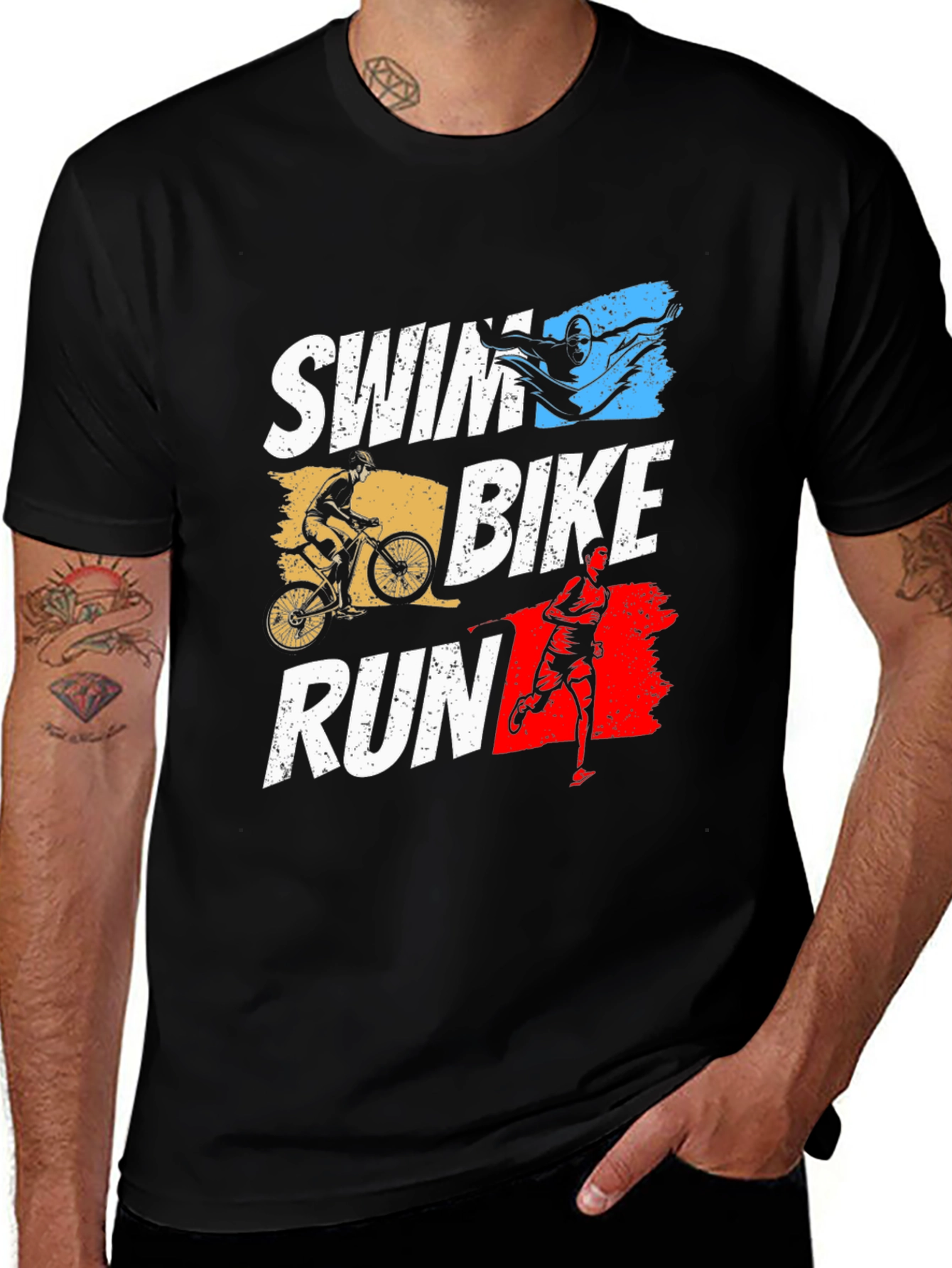 Variant 6 of Triathlon Graphic T-Shirt - Swim Bike Run
